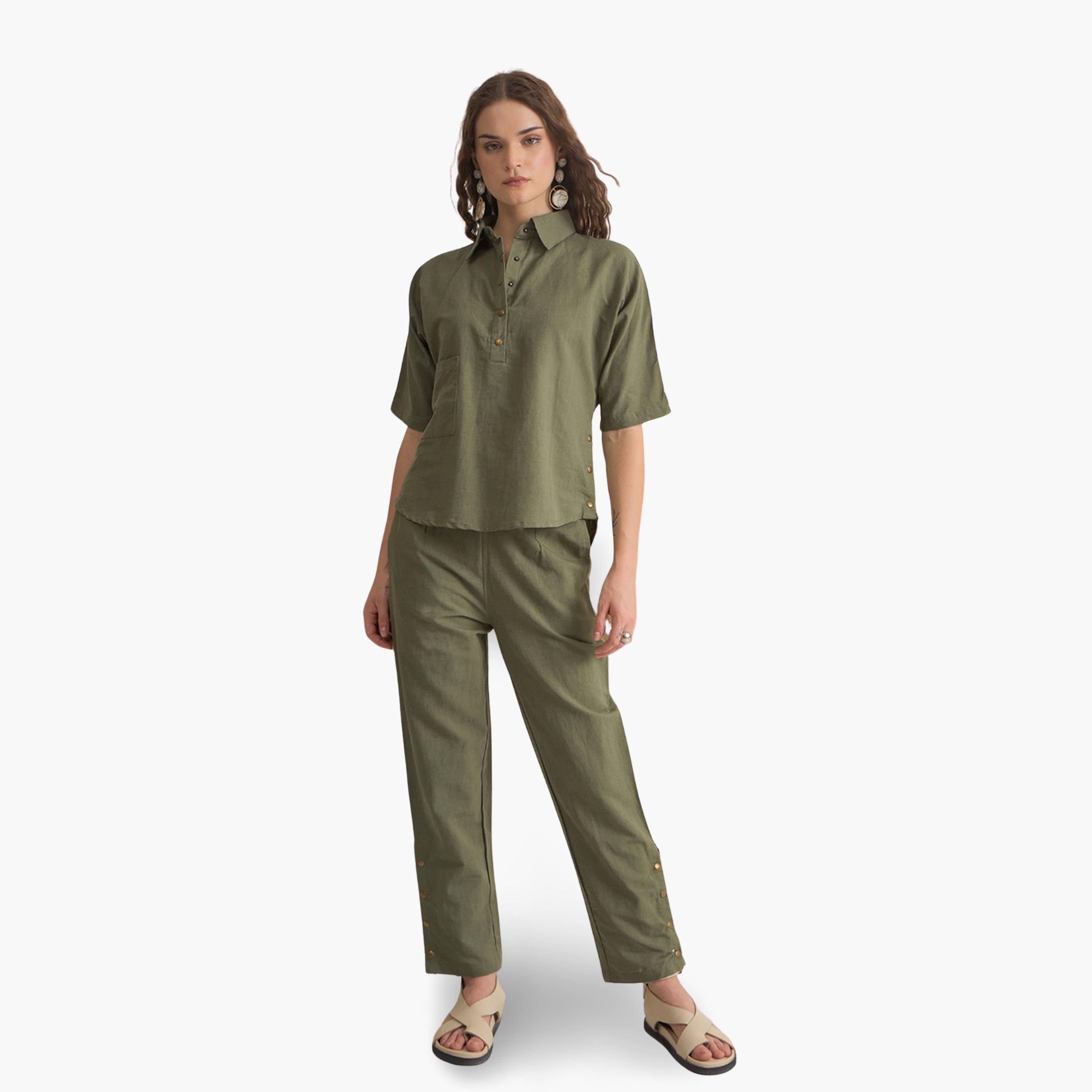 طقم نسائي من بلوزة وبنطال من فيسكوز رايون-women-clothing-coordsets-image-1