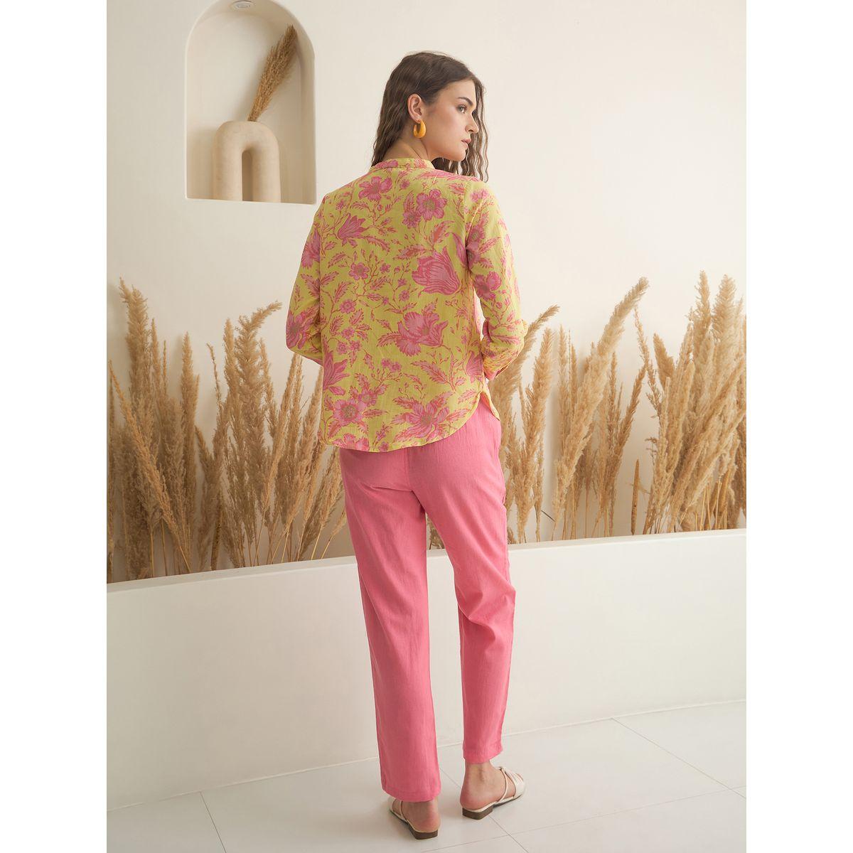 Sanskrutihomes Printed Cotton Buttoned Shirt and Pants Co-Ords Set-women-clothing-coordsets-image-3