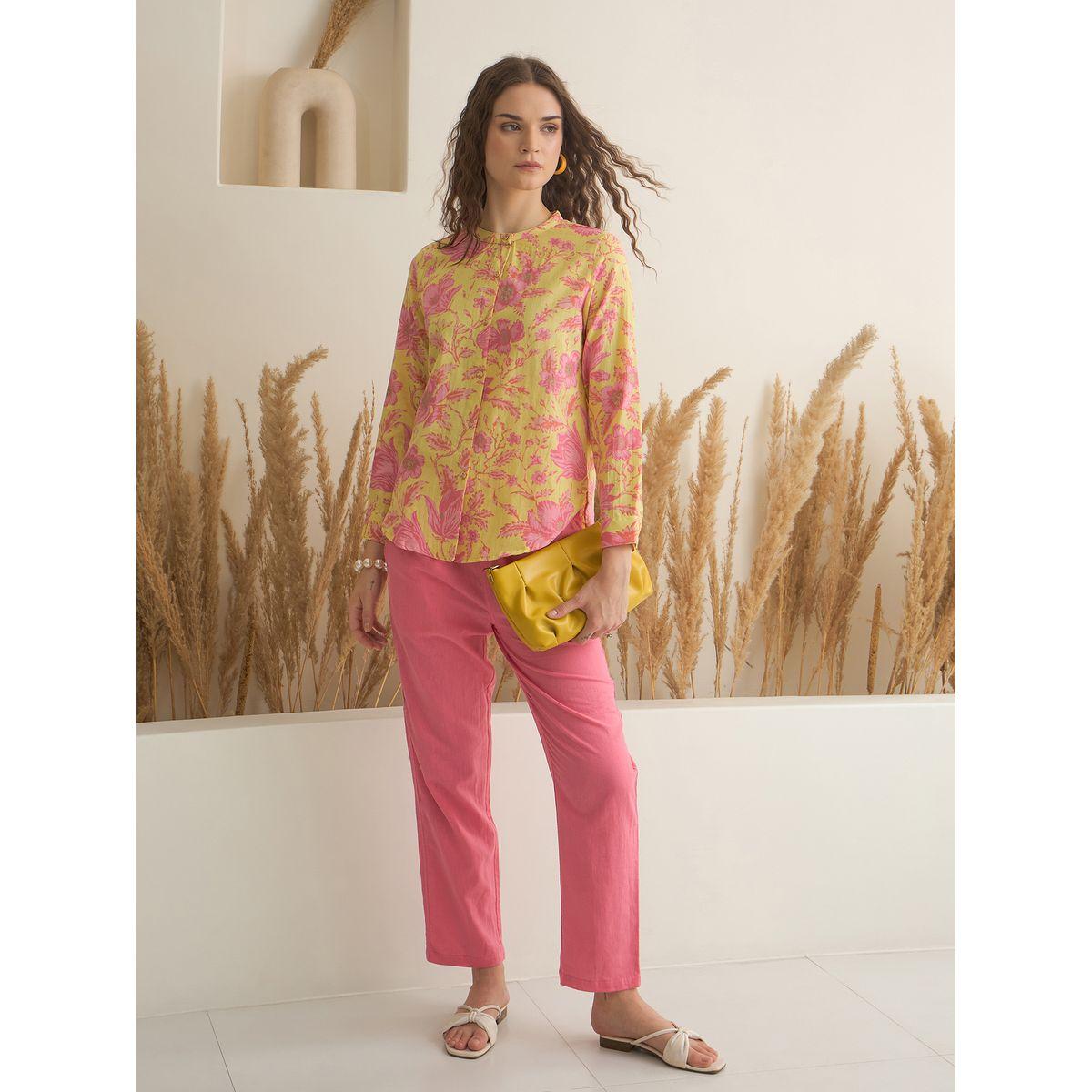طقم منسق من بنطال وبلوزة قطنية مطبعة-women-clothing-coordsets-image-5