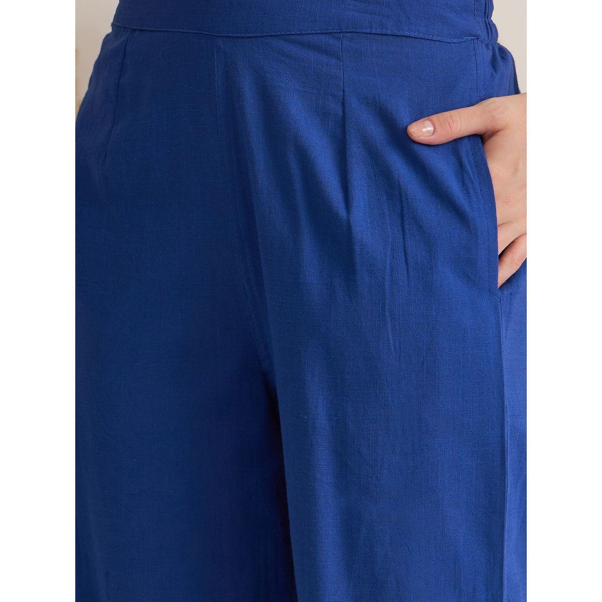 Sanskrutihomes Solid Pure Cotton Buttoned Shirt and Pants Co-Ords-women-clothing-coordsets-image-2