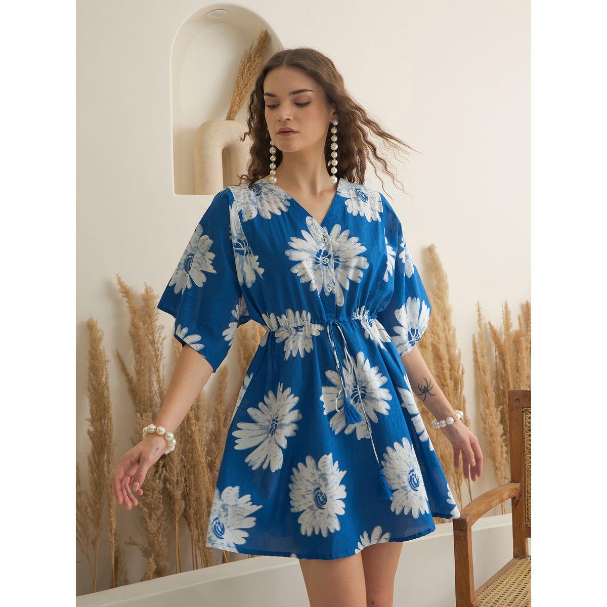 فستان قصير بطبعة زهور-women-clothing-dresses-image-1