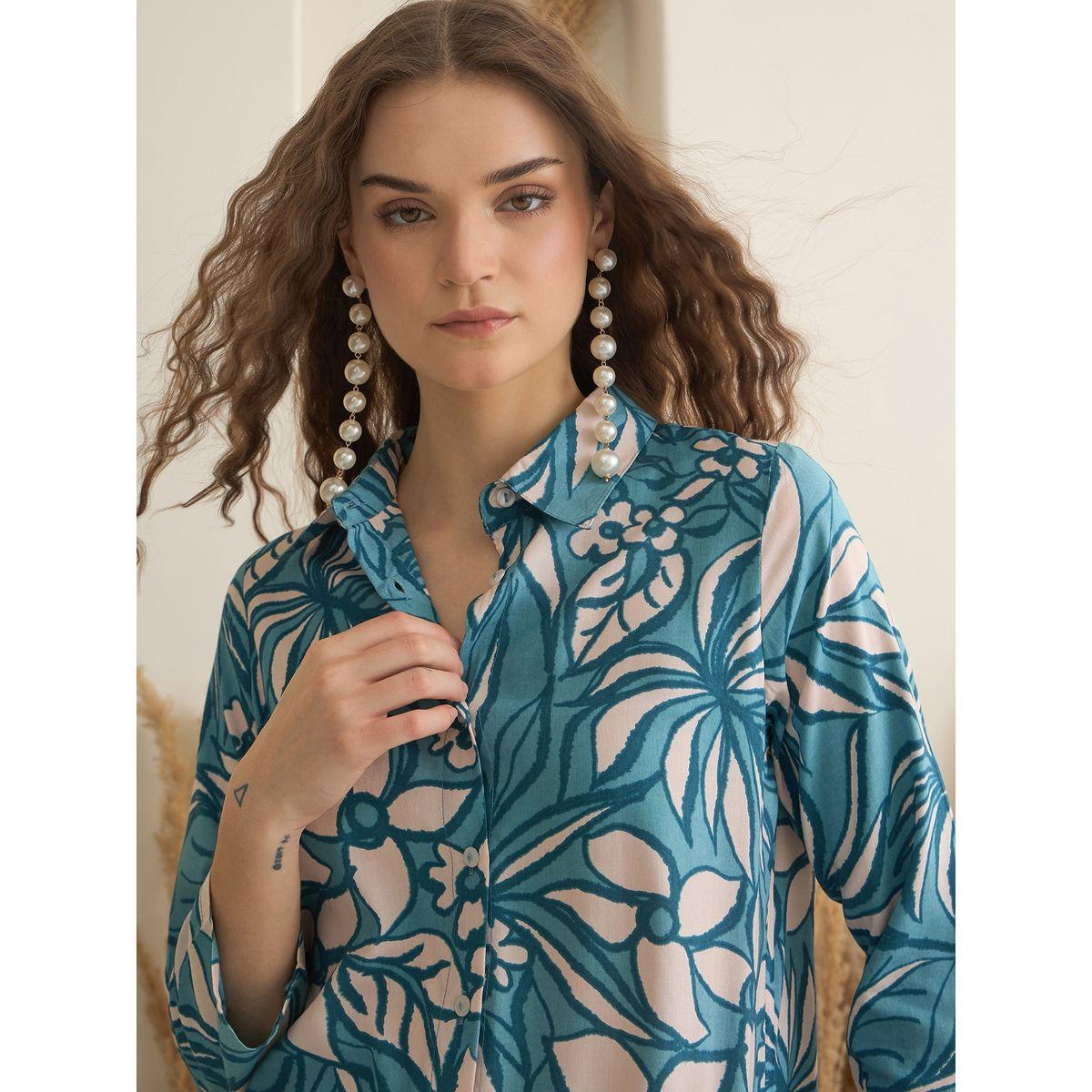 طقم من بنطال بيجاما وبلوزة بطبعة زهور-women-clothing-nightwear-pyjamas-longsets-image-4