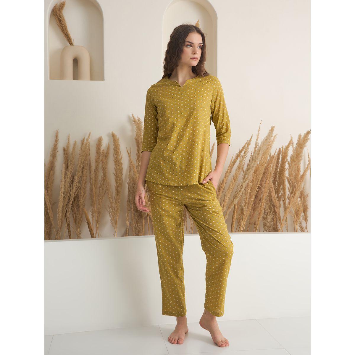 طقم من بنطال بيجاما وبلوزة مطبعة بالكامل-women-clothing-nightwear-pyjamas-longsets-image-1