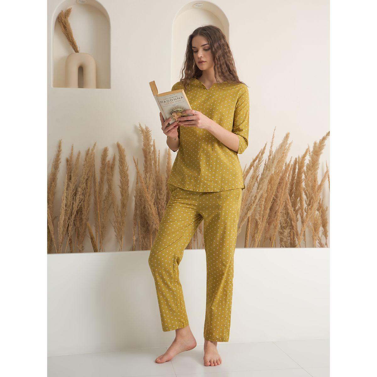 طقم من بنطال بيجاما وبلوزة مطبعة بالكامل-women-clothing-nightwear-pyjamas-longsets-image-6