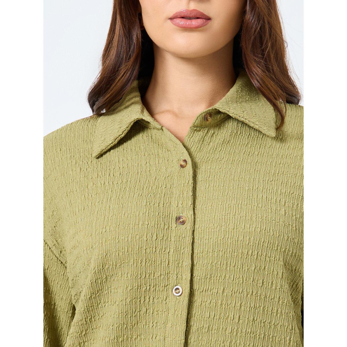 Styli Women Textured Longline Shirt and Pants Co-Ords-women-clothing-coordsets-image-3