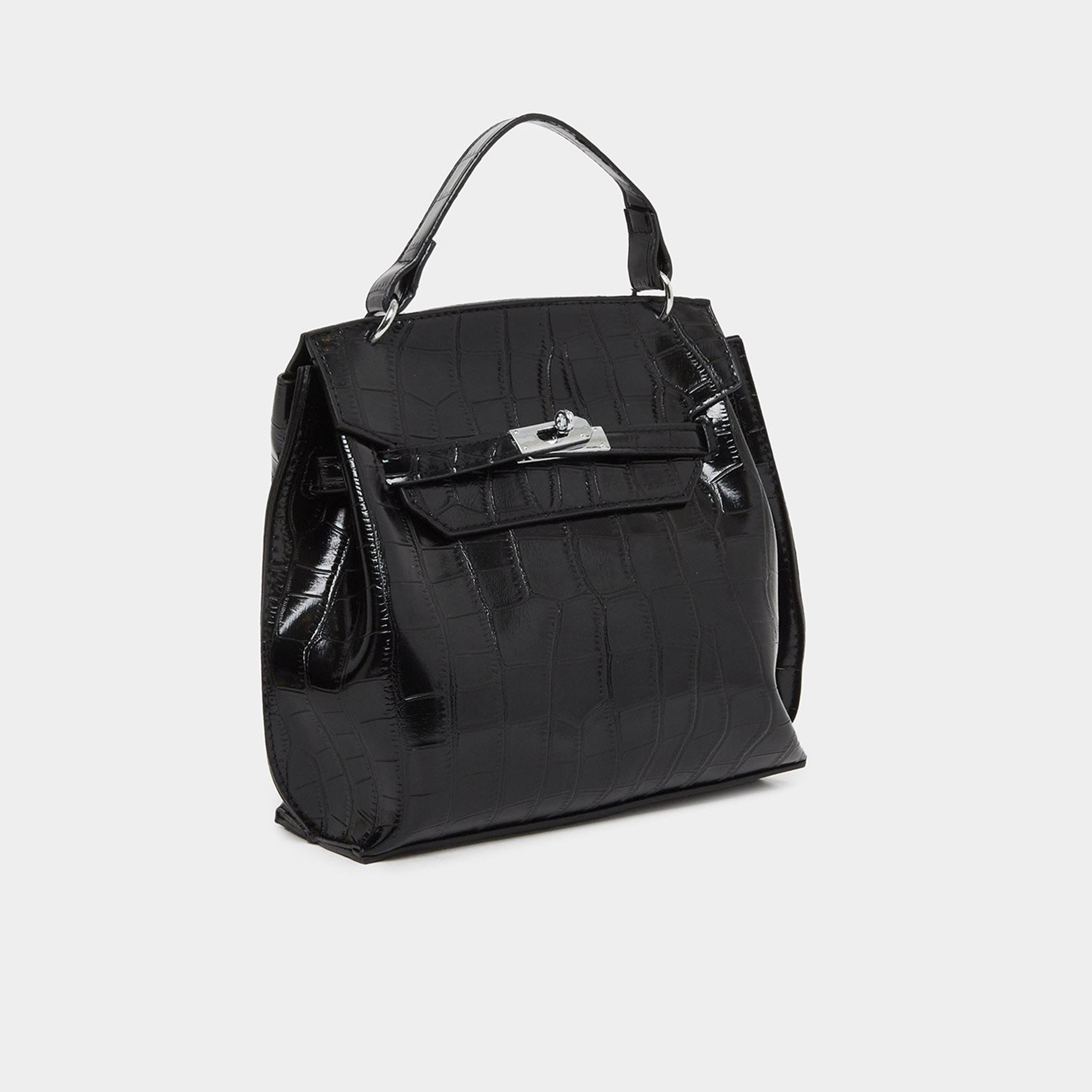 ستايلي - شنطة يد سوداء بقفل ملتوي ومزخرفة-women-bagsandwallets-handbags-image-1
