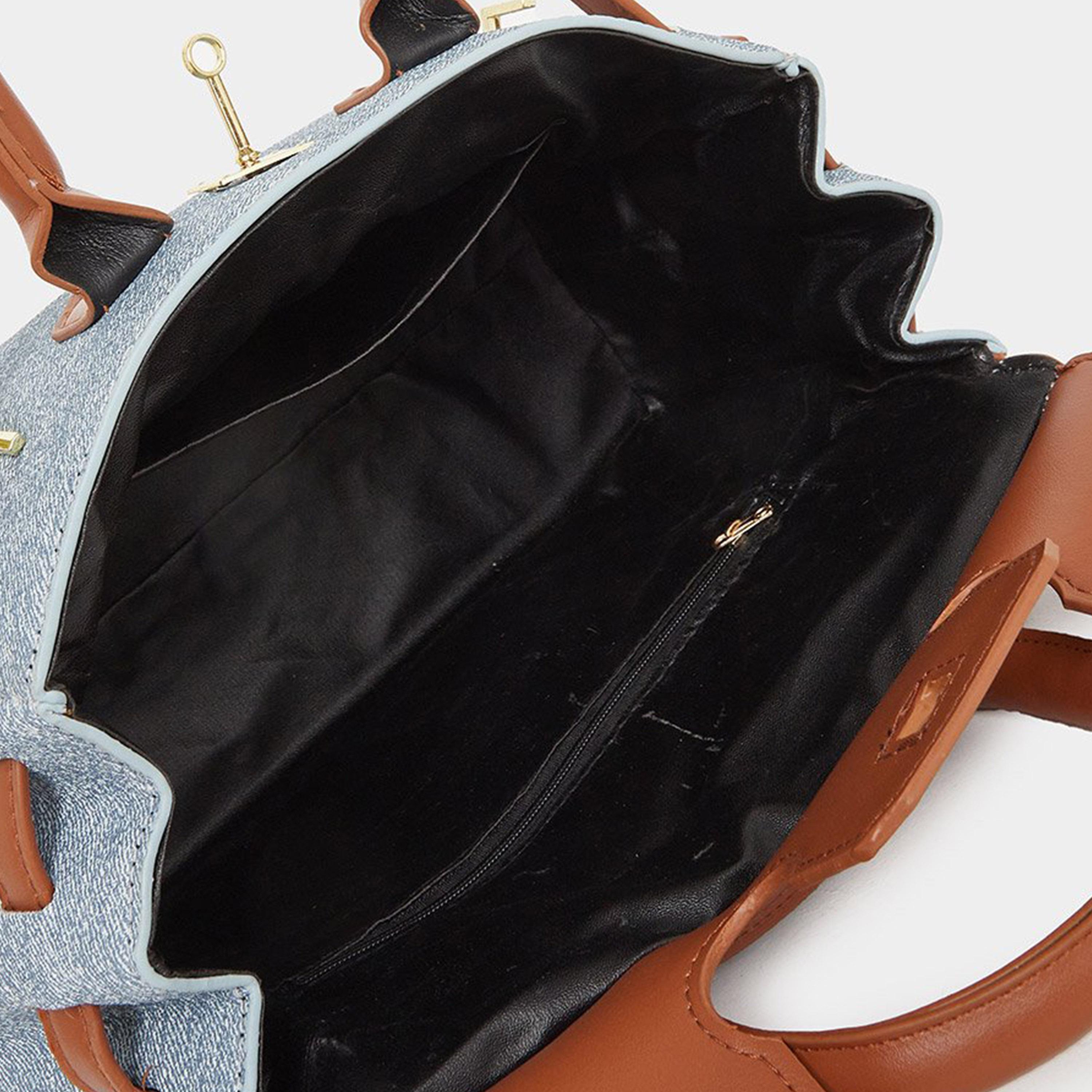 ستايلي - شنطة يد ساتشيل من قماش الدنيم الأزرق مع لمسات بنية-women-bagsandwallets-handbags-image-5