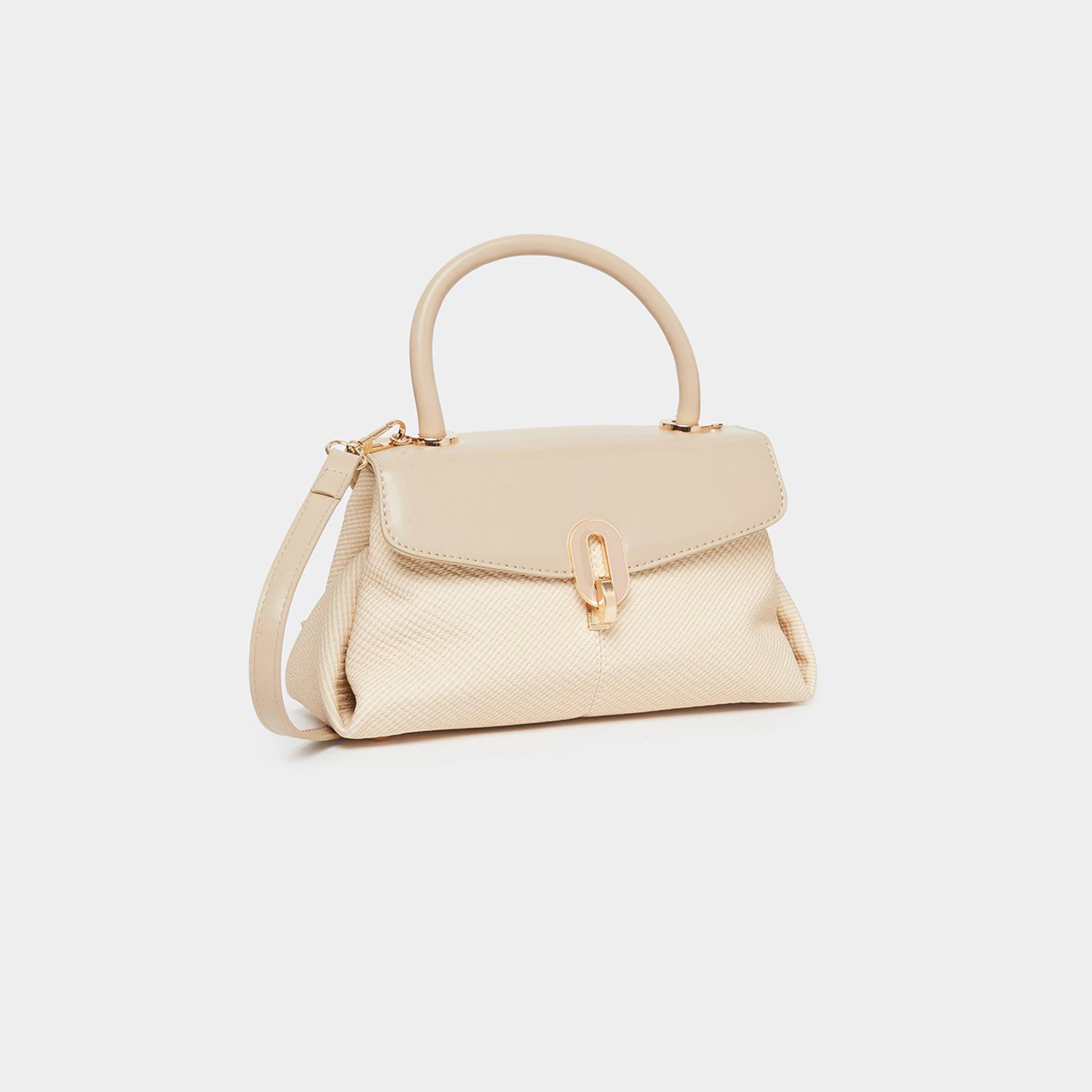 Styli Beige Textured Satchel Bag-women-bagsandwallets-handbags-image-1