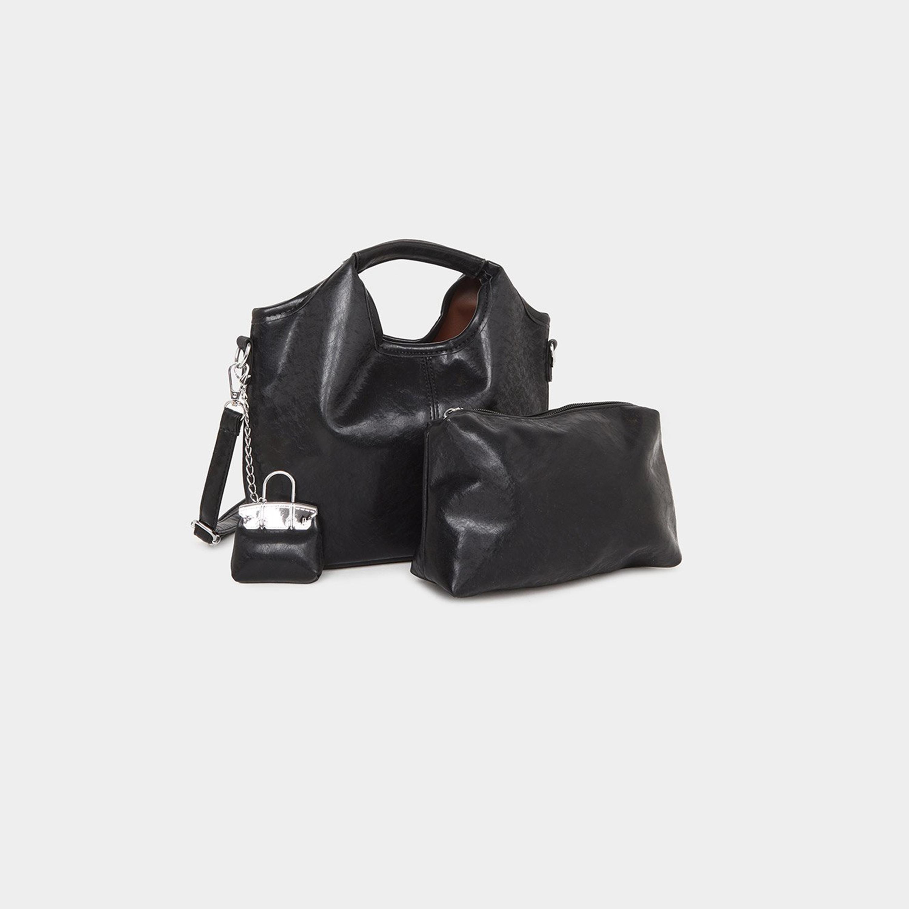 Styli Women Elegant Black Handbag Set-women-bagsandwallets-handbags-image-1