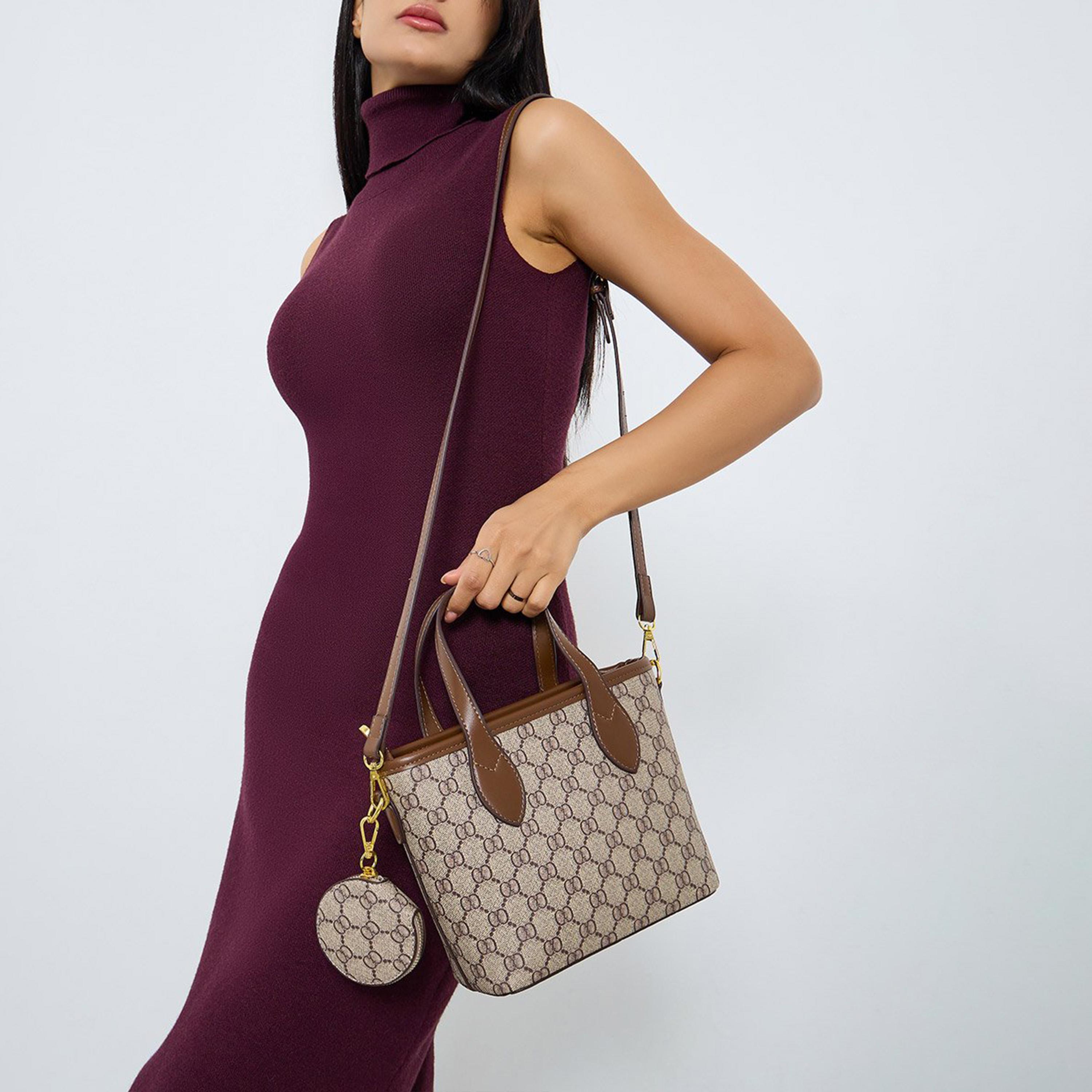 Take Two Patterned Print Handbag with Zip Closure-women-bagsandwallets-handbags-image-2