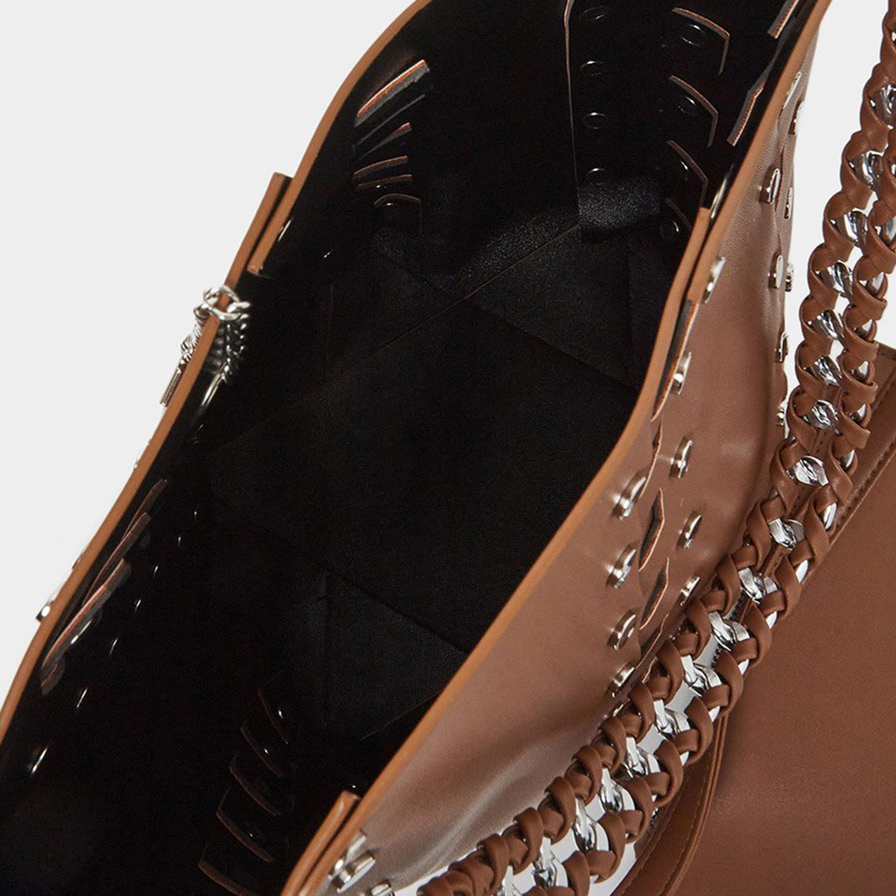Styli Brown Studded Bucket Bag with Detachable Pouch-women-bagsandwallets-handbags-image-4