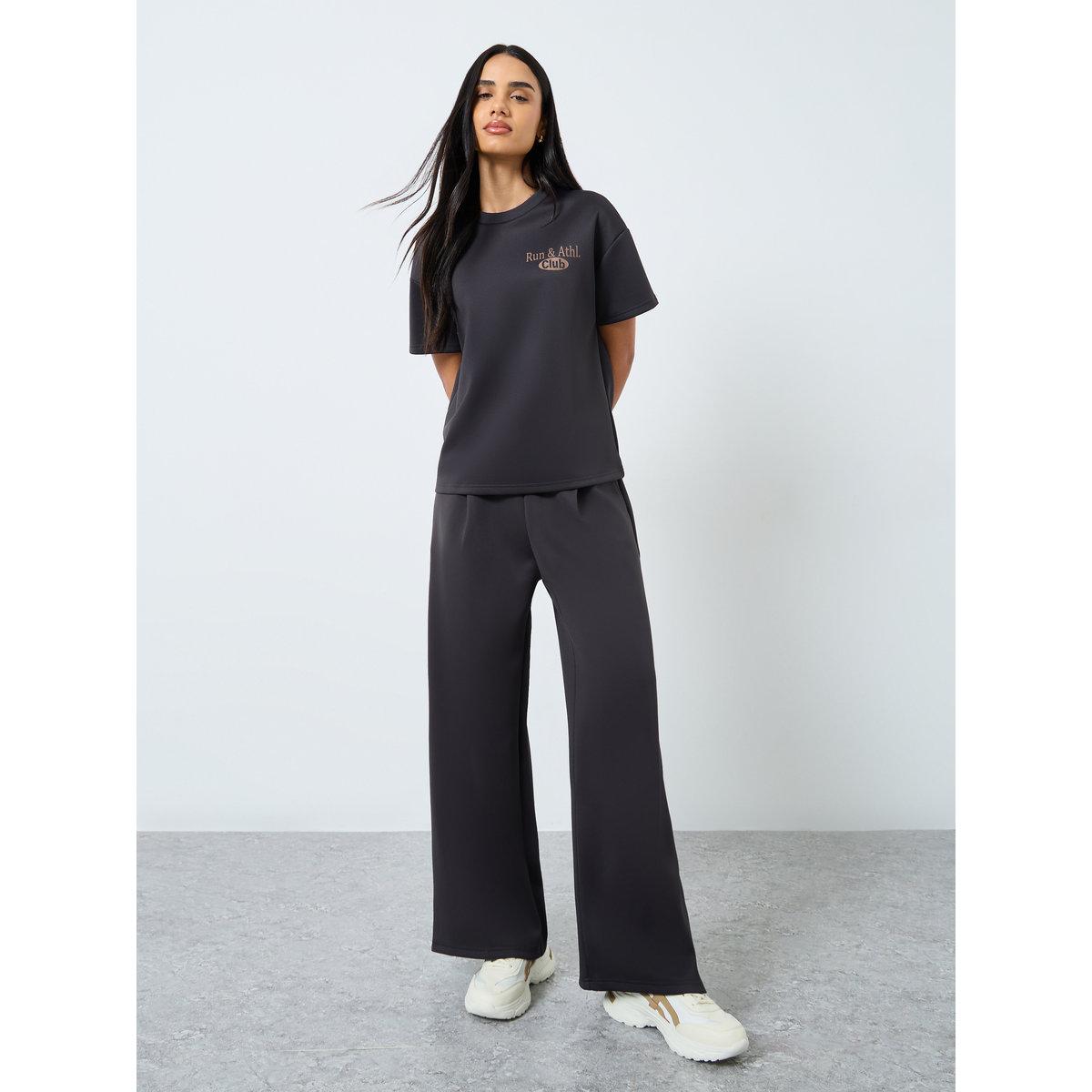 Styli Solid Mid Rise Wide Leg Pants-women-clothing-bottoms-joggers-image-1
