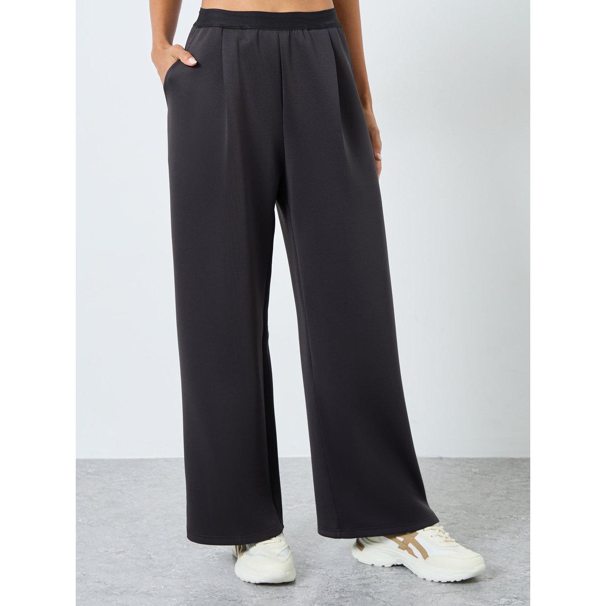 Styli Solid Mid Rise Wide Leg Pants-women-clothing-bottoms-joggers-image-2