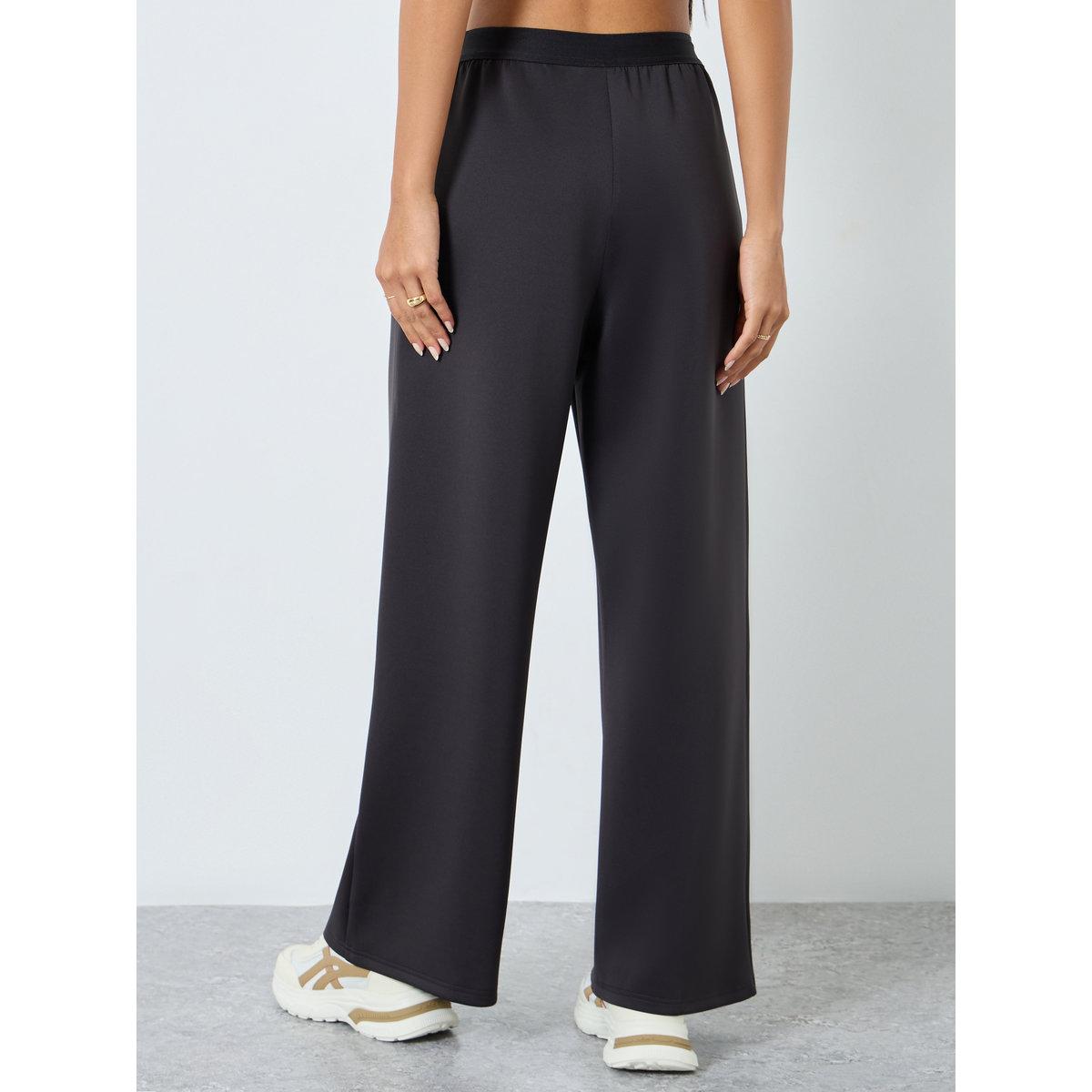 Styli Solid Mid Rise Wide Leg Pants-women-clothing-bottoms-joggers-image-4