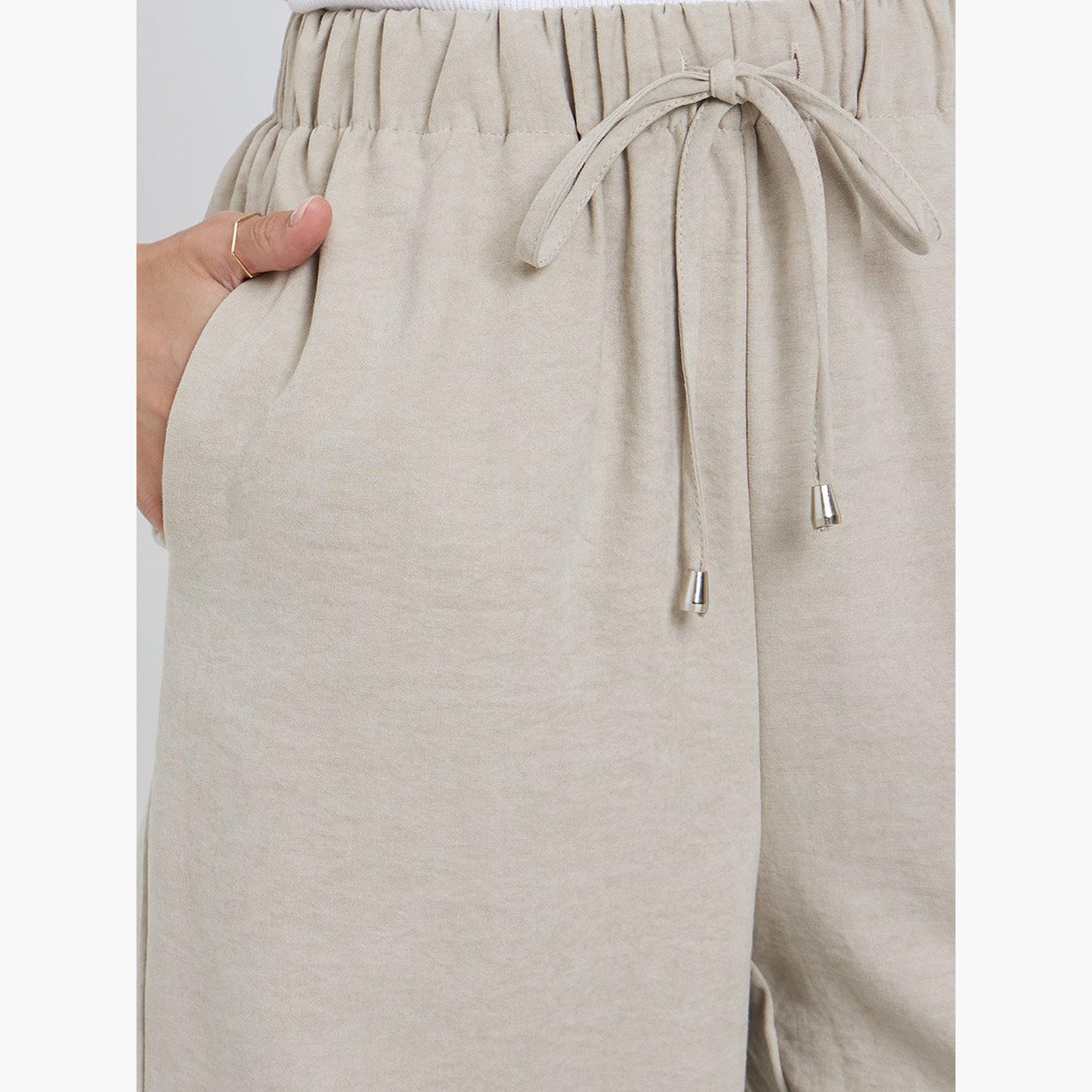 ستايلي - بنطال رياضي واسع الساق من جلد السويد مع رباط-women-clothing-bottoms-joggers-image-3