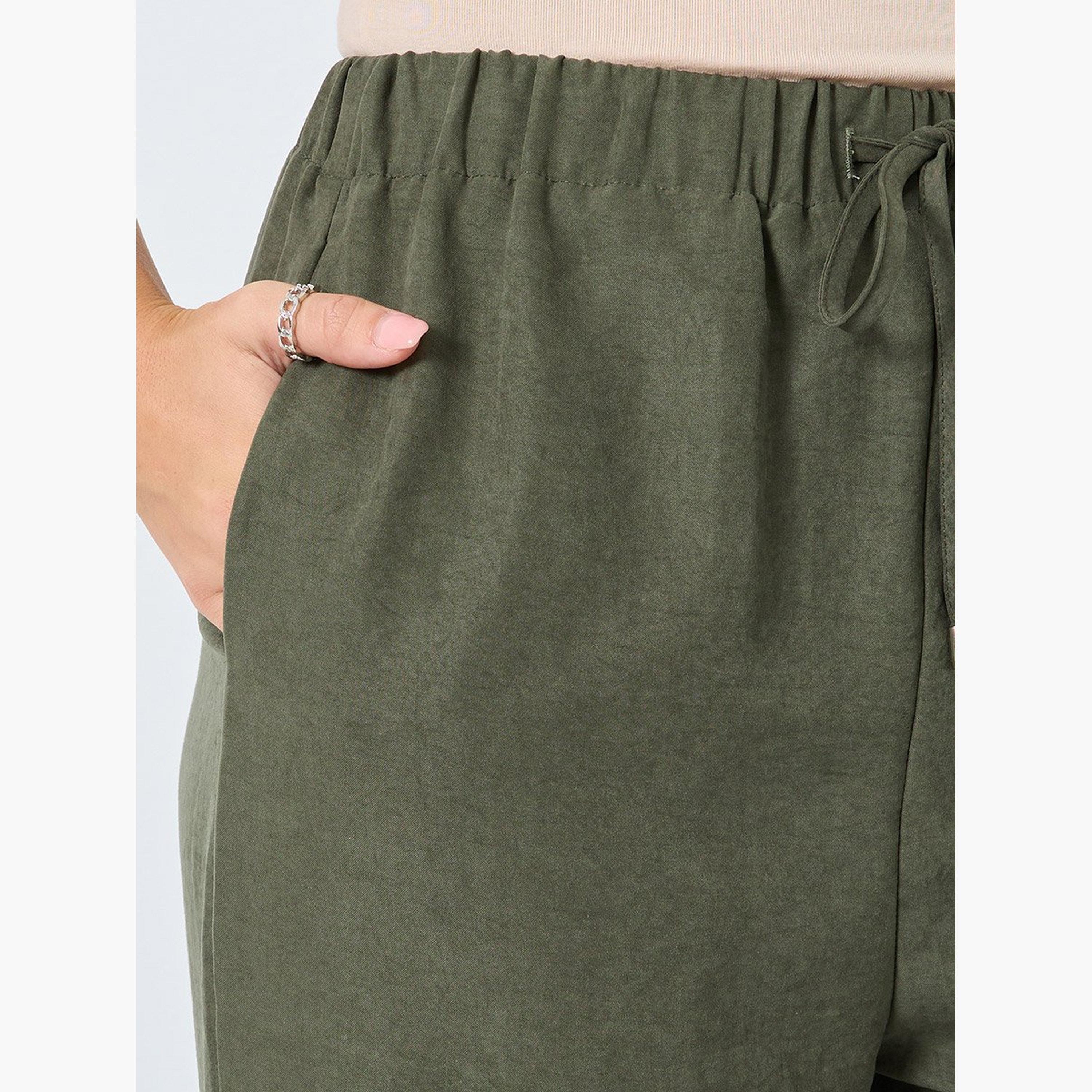 ستايلي - بنطال رياضي واسع الساق من جلد السويد مع رباط-women-clothing-bottoms-joggers-image-3