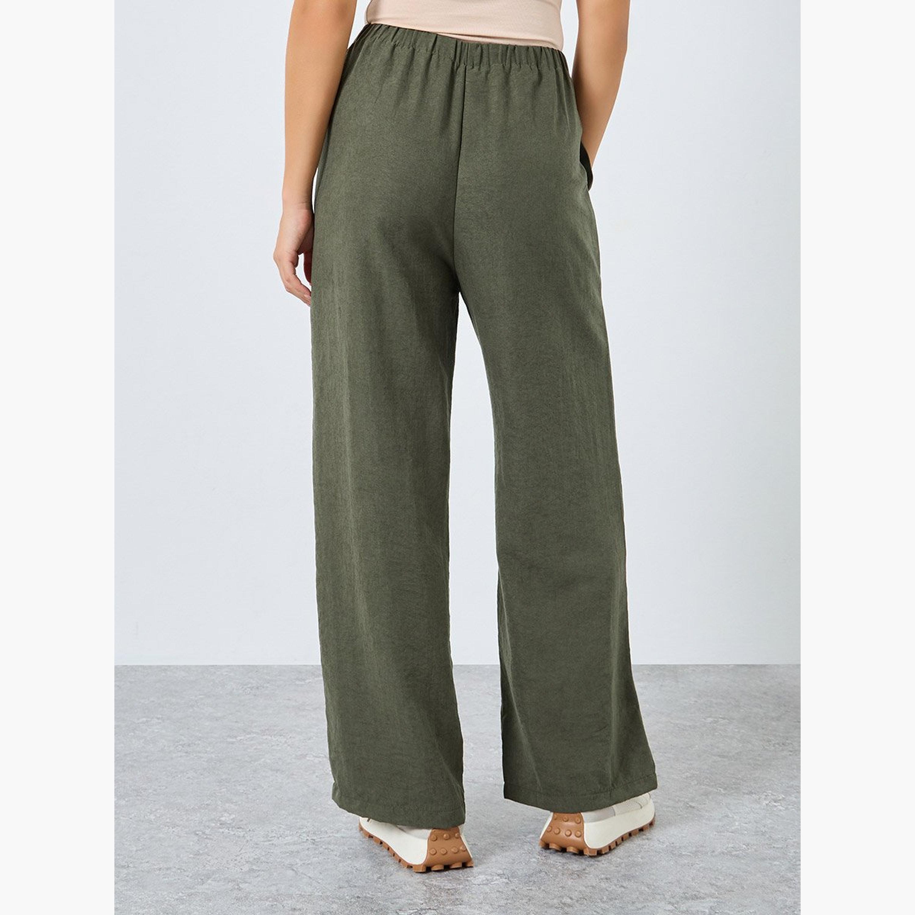 ستايلي - بنطال رياضي واسع الساق من جلد السويد مع رباط-women-clothing-bottoms-joggers-image-4