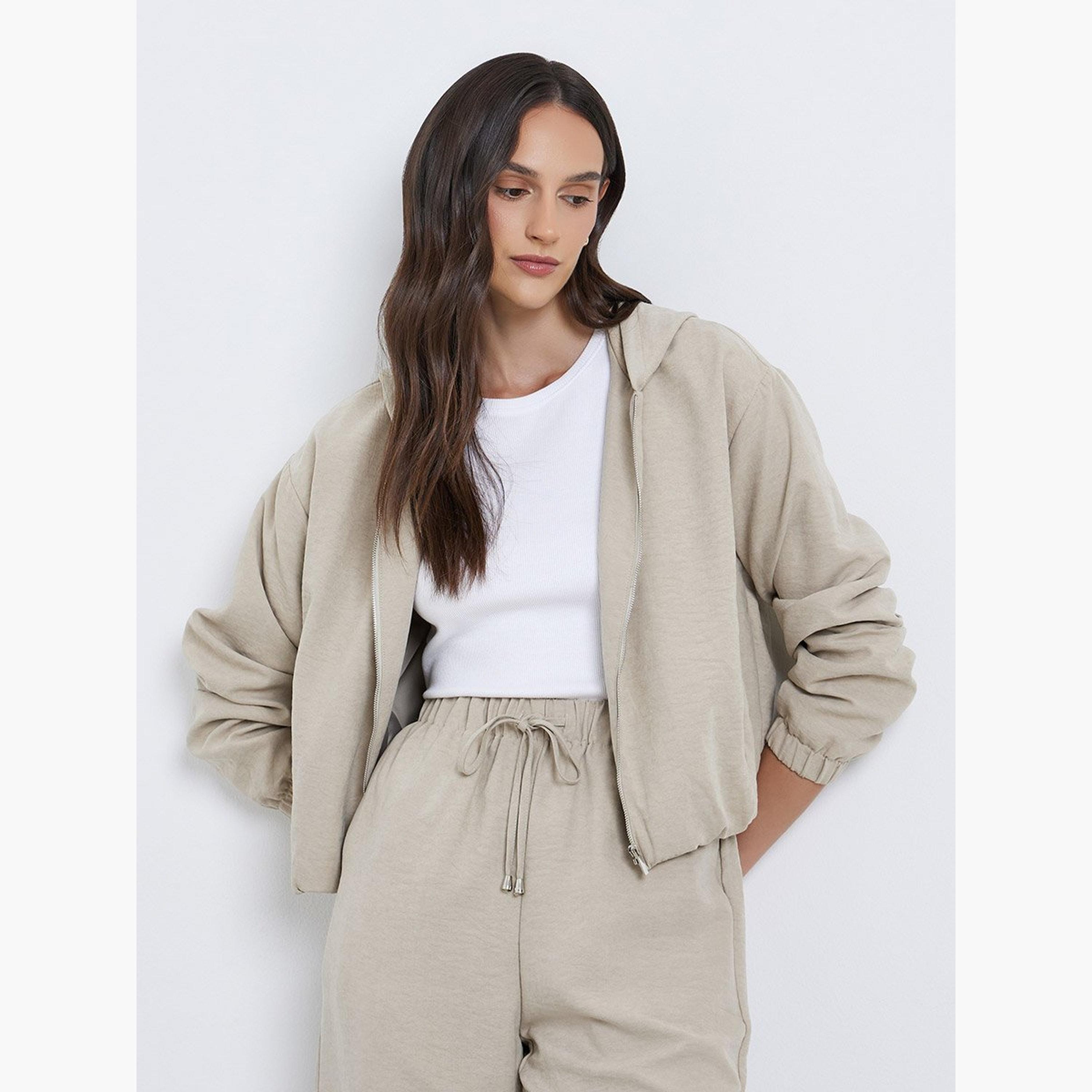 Styli Suede Zipped Bomber Jacket-women-winterwear-coatsandjackets-jackets-image-1