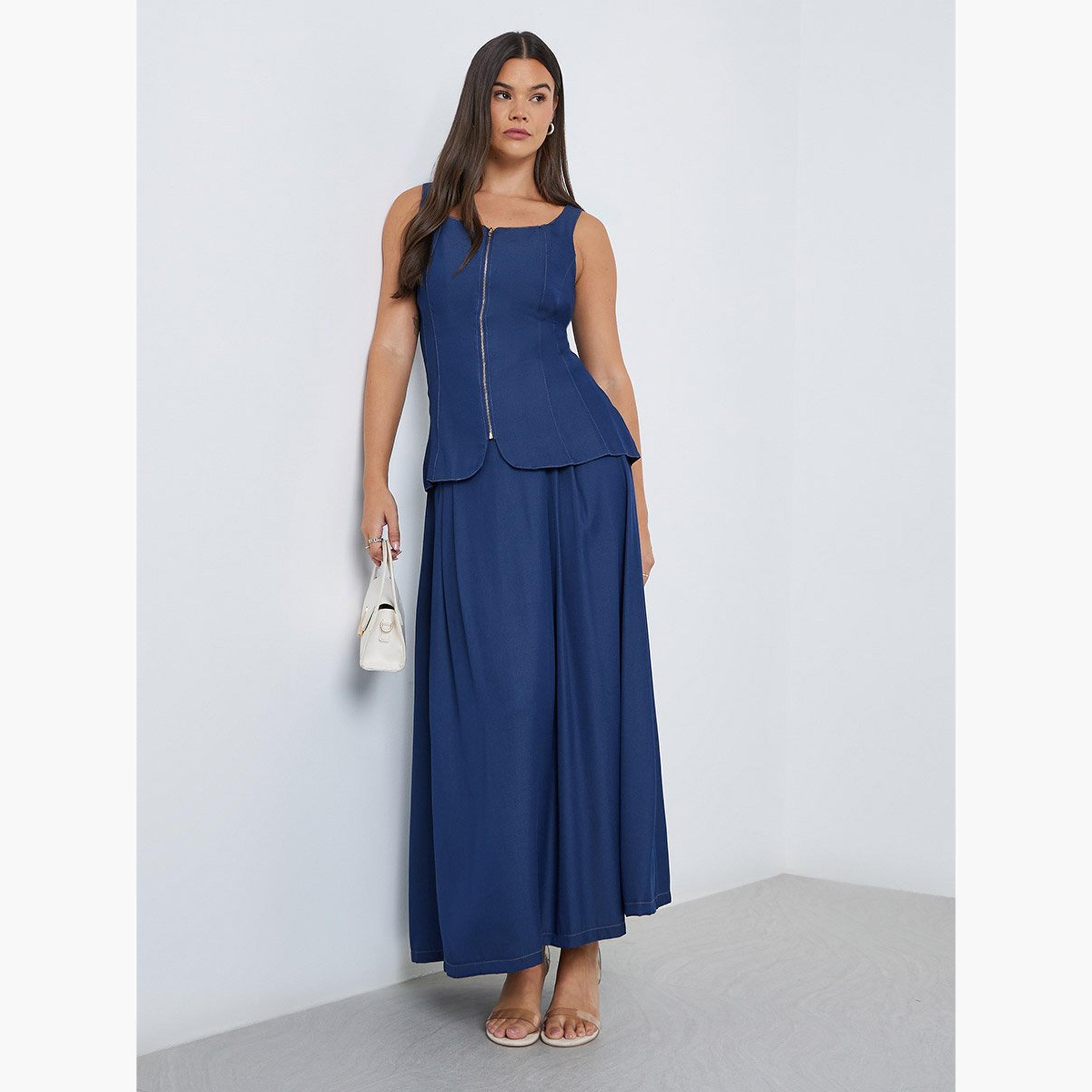 ستايلي - بلوزة بيبلوم زرقاء داكنة-women-clothing-shirtsandblouses-blouses-image-2