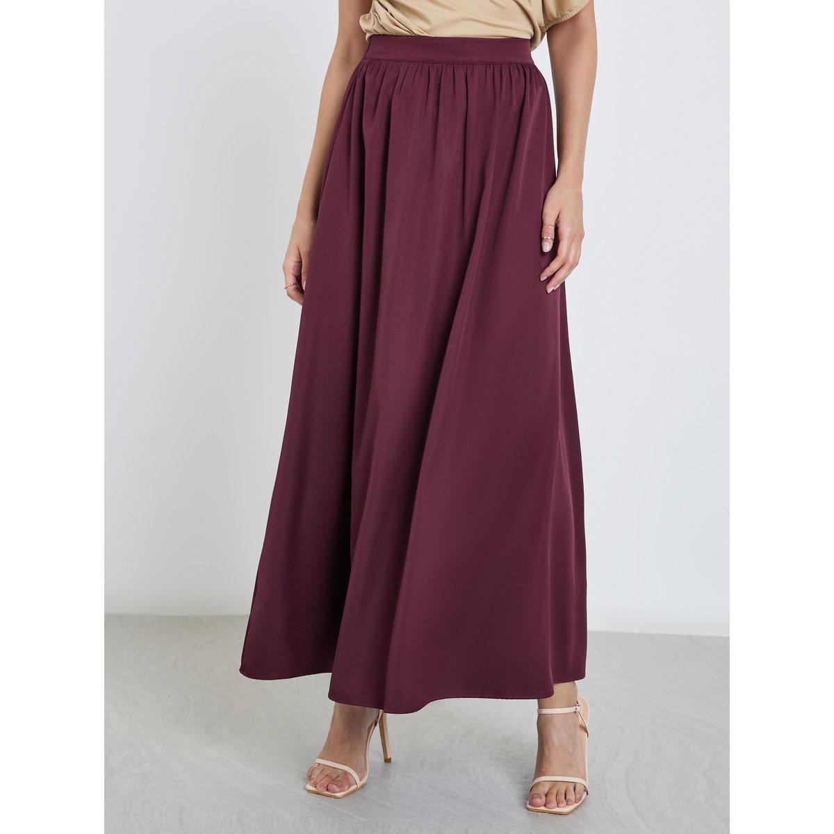 Styli Solid Pleated Detail A-Line Maxi Skirt-women-clothing-bottoms-skirts-image-2