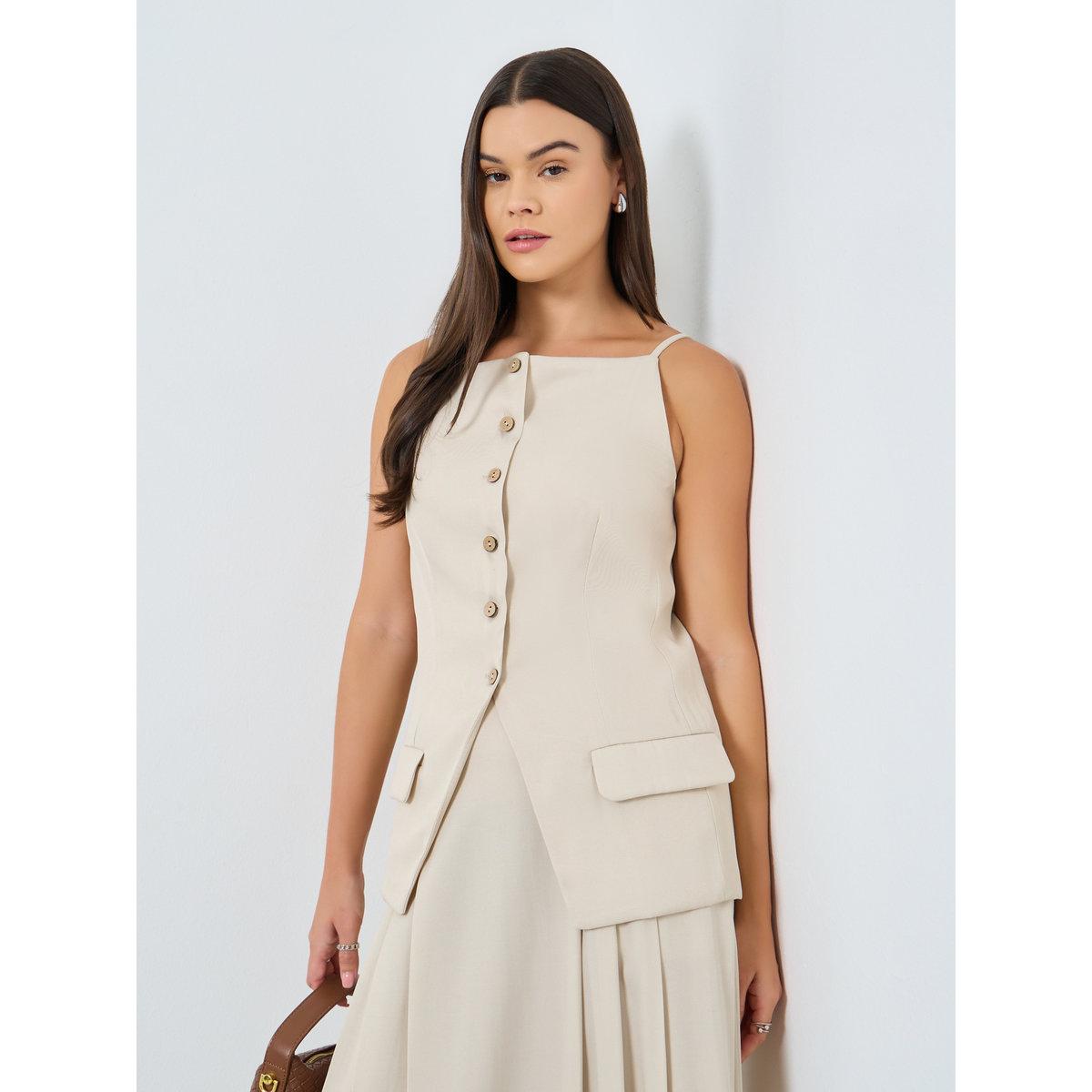 Styli Strappy Square Neck Buttoned Top-women-clothing-shirtsandblouses-blouses-image-1