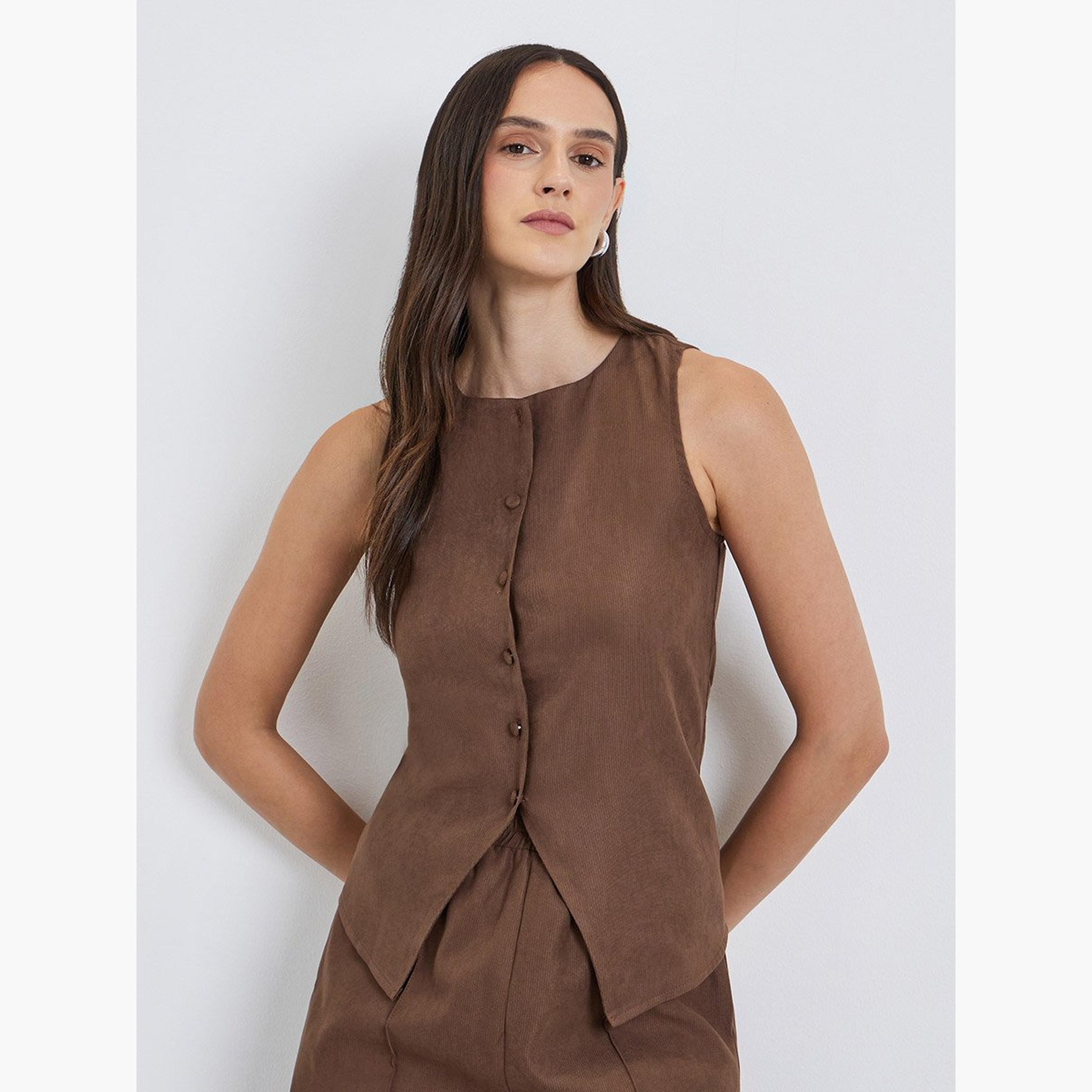 Styli Texture Buttoned Sleeveless Top-women-clothing-shirtsandblouses-blouses-image-1