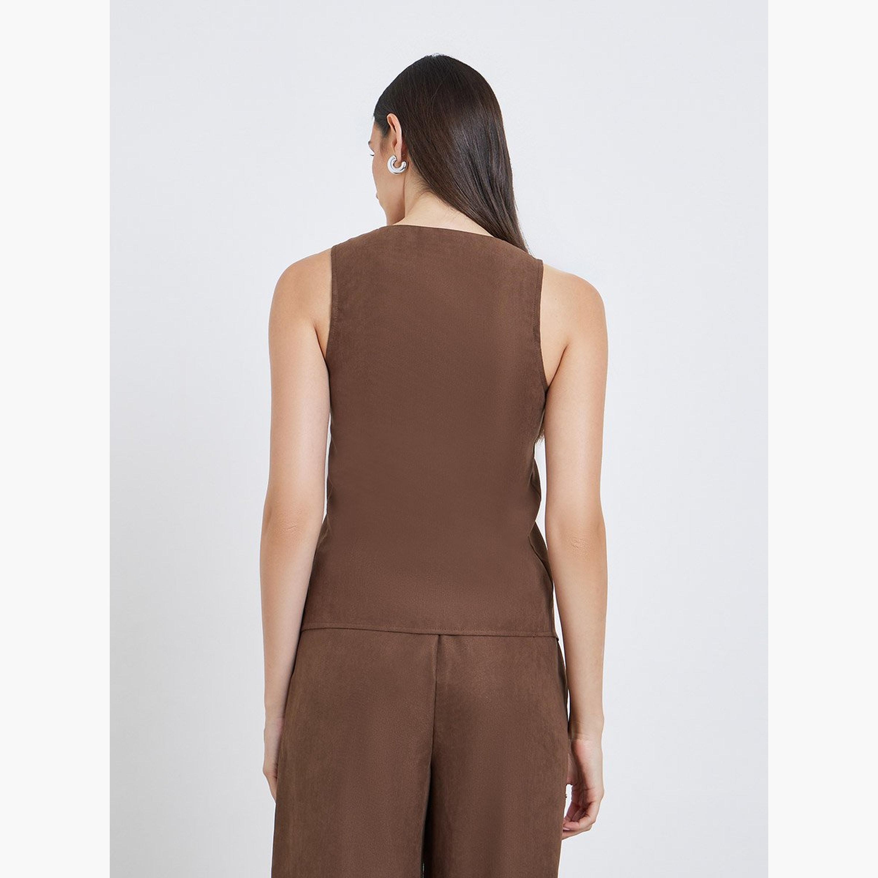 ستايلي - بلوزة بدون أكمام بأزرار وملمس-women-clothing-shirtsandblouses-blouses-image-4