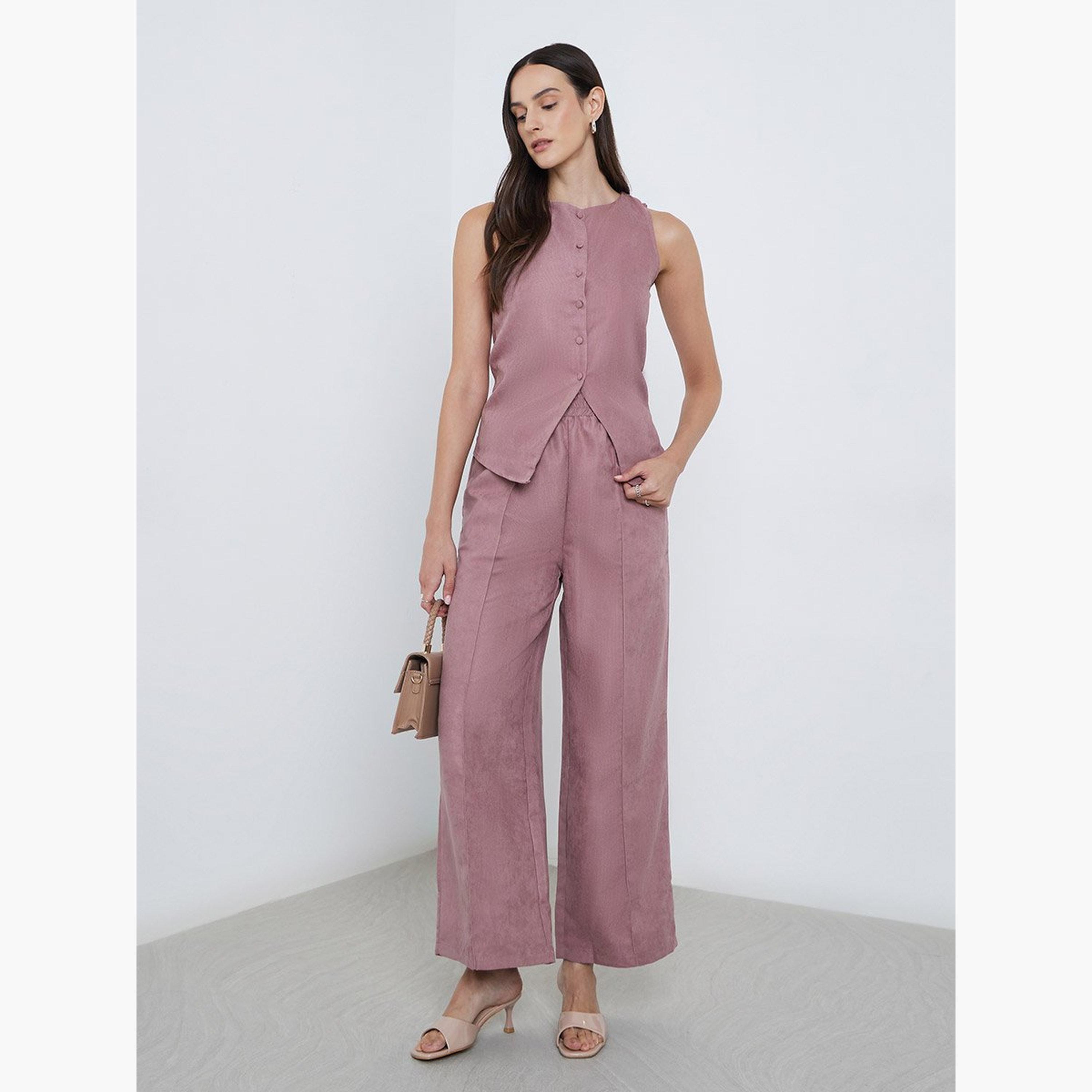ستايلي - سترة سادة برقبة مستديرة وأزرار-women-clothing-shirtsandblouses-blouses-image-3