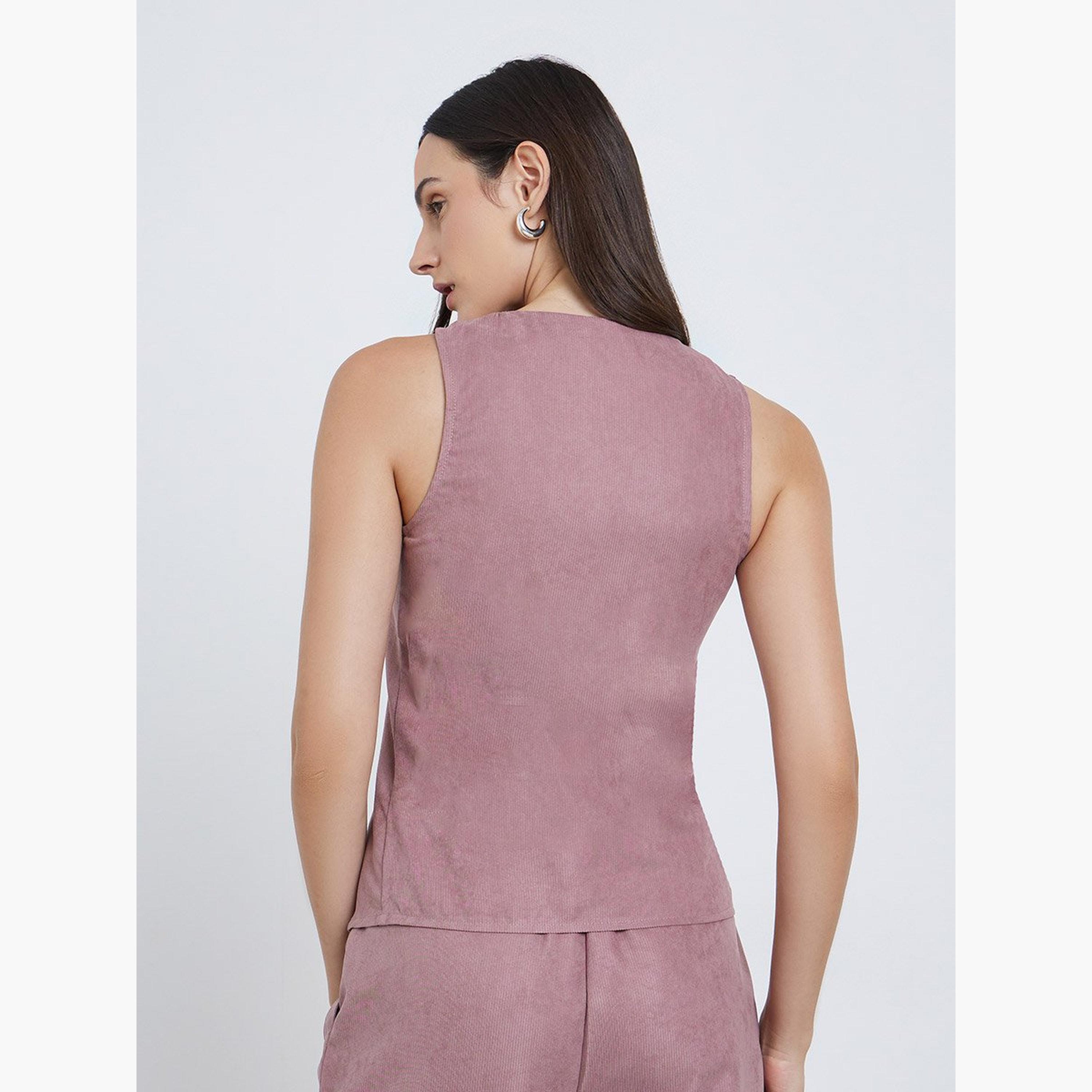 ستايلي - سترة سادة برقبة مستديرة وأزرار-women-clothing-shirtsandblouses-blouses-image-1