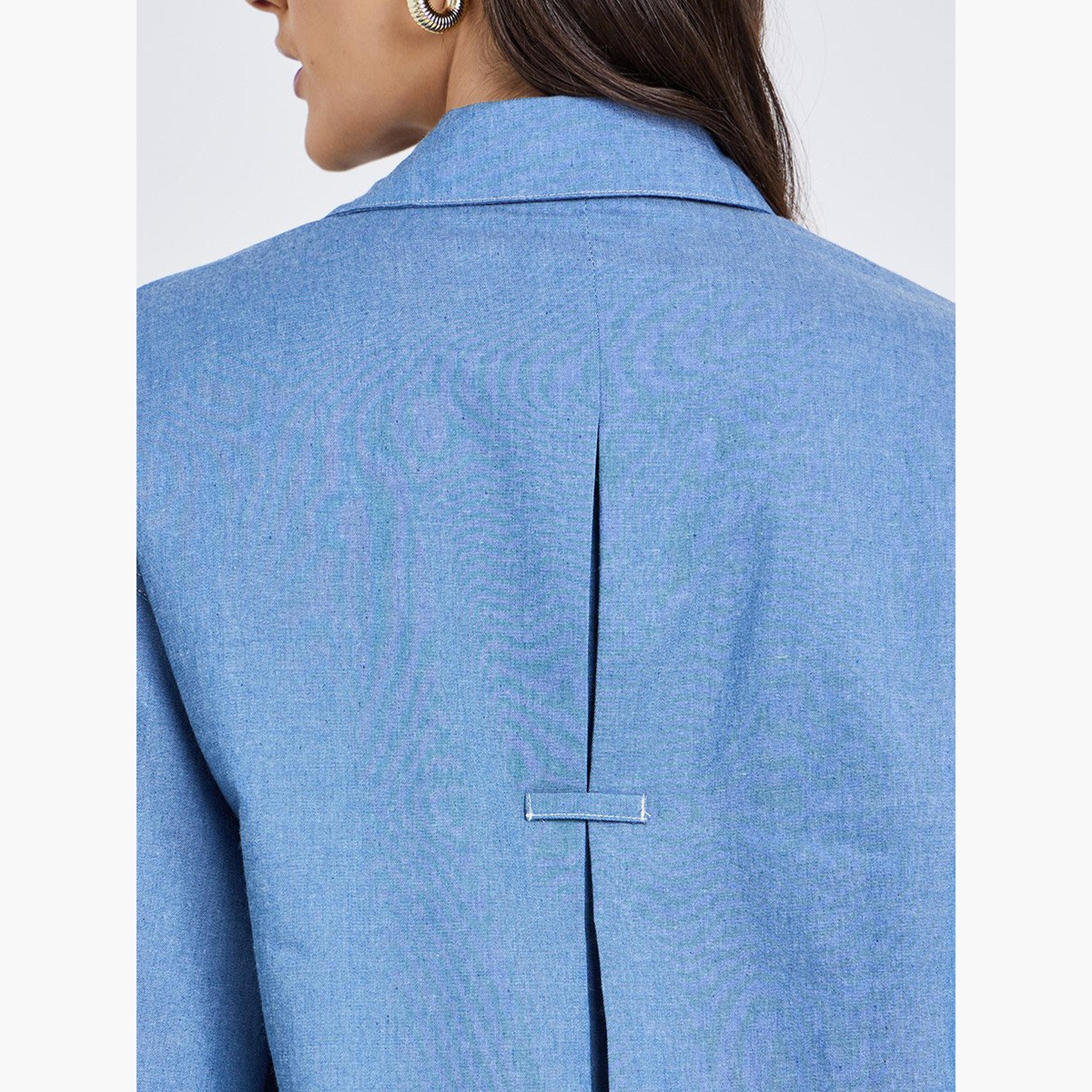 Styli Denim Spread Collar Buttoned Shirt-women-clothing-shirtsandblouses-shirts-image-5