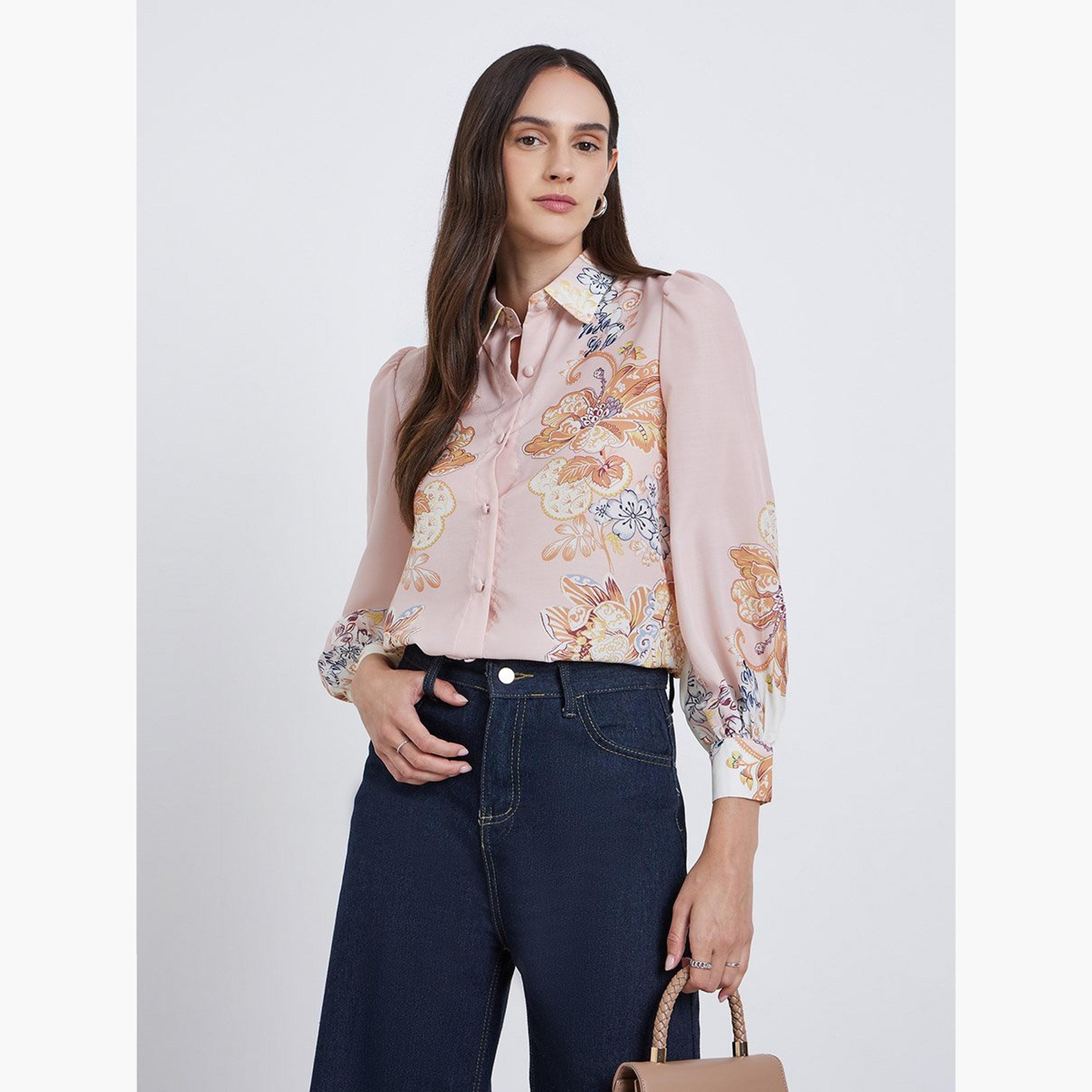 Styli Floral Placement Printed Buttoned Shirt-women-clothing-shirtsandblouses-shirts-image-1