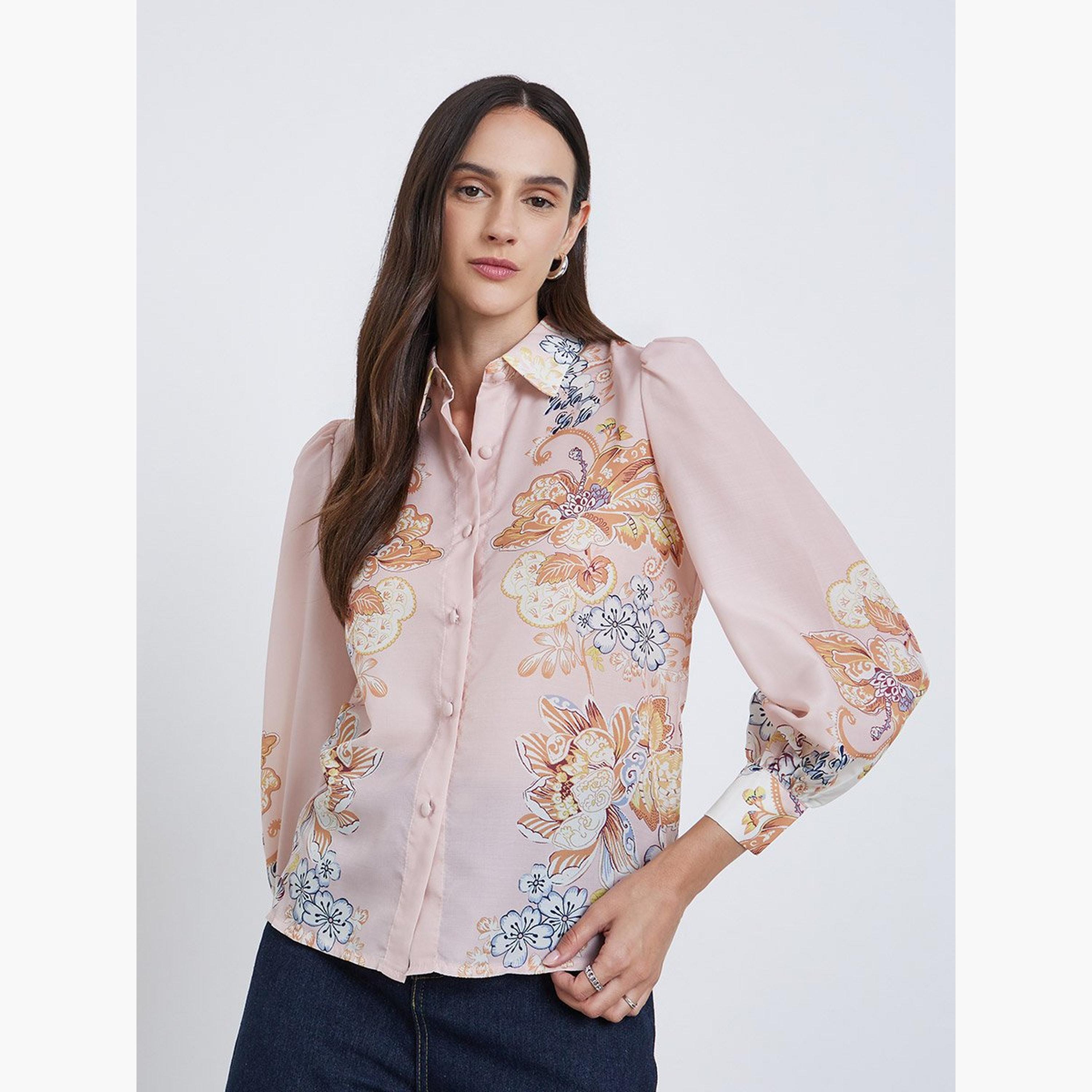 Styli Floral Placement Printed Buttoned Shirt-women-clothing-shirtsandblouses-shirts-image-2