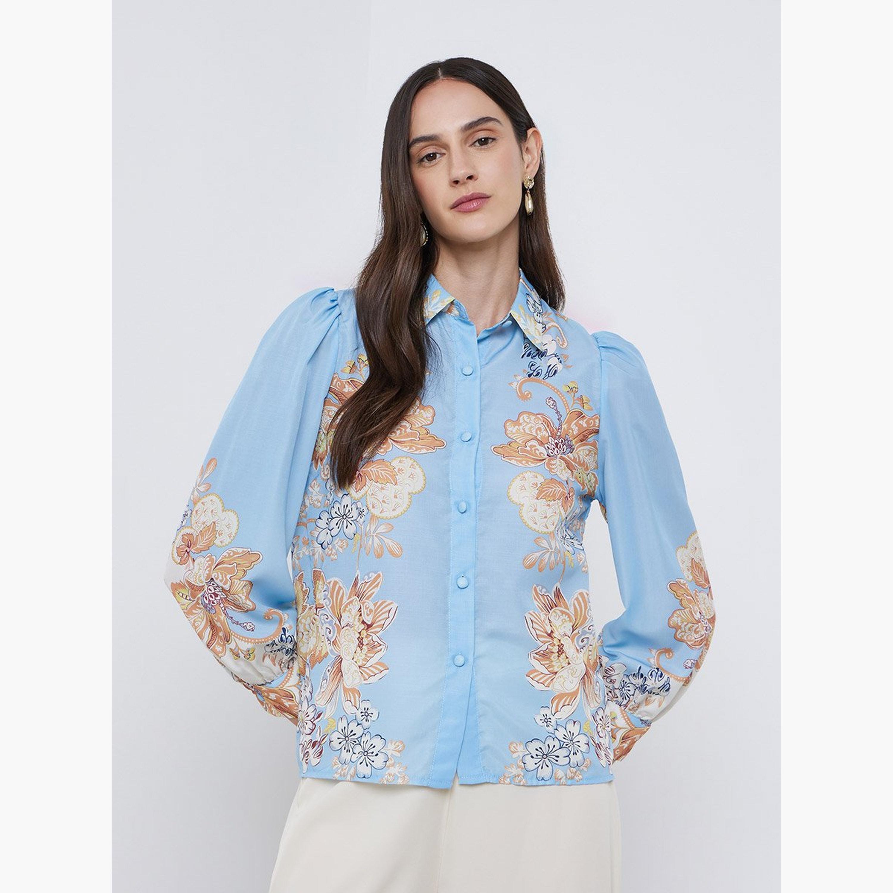 Styli Floral Placement Printed Buttoned Shirt-women-clothing-shirtsandblouses-shirts-image-3