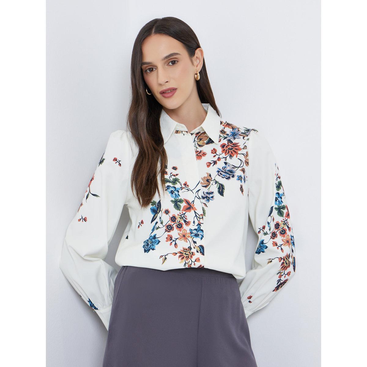 Styli Floral Print Spread Collar Buttoned Shirt-women-clothing-shirtsandblouses-shirts-image-1