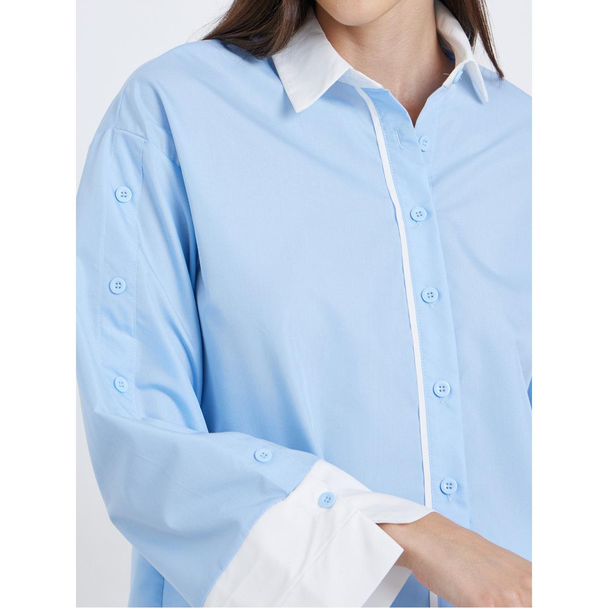Styli Contrast Collar and Cuff Buttoned Shirt-women-clothing-shirtsandblouses-shirts-image-3
