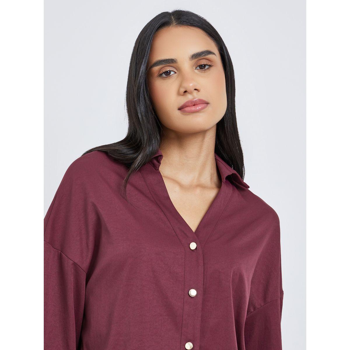 Styli Solid Flared Sleeve Buttoned Short-women-clothing-shirtsandblouses-blouses-image-4