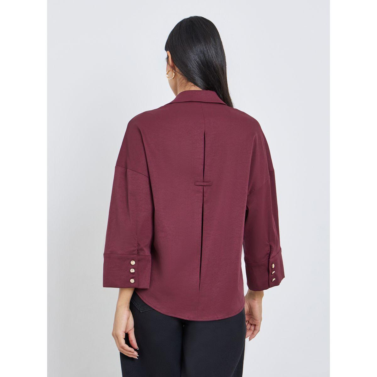 Styli Solid Flared Sleeve Buttoned Short-women-clothing-shirtsandblouses-blouses-image-5