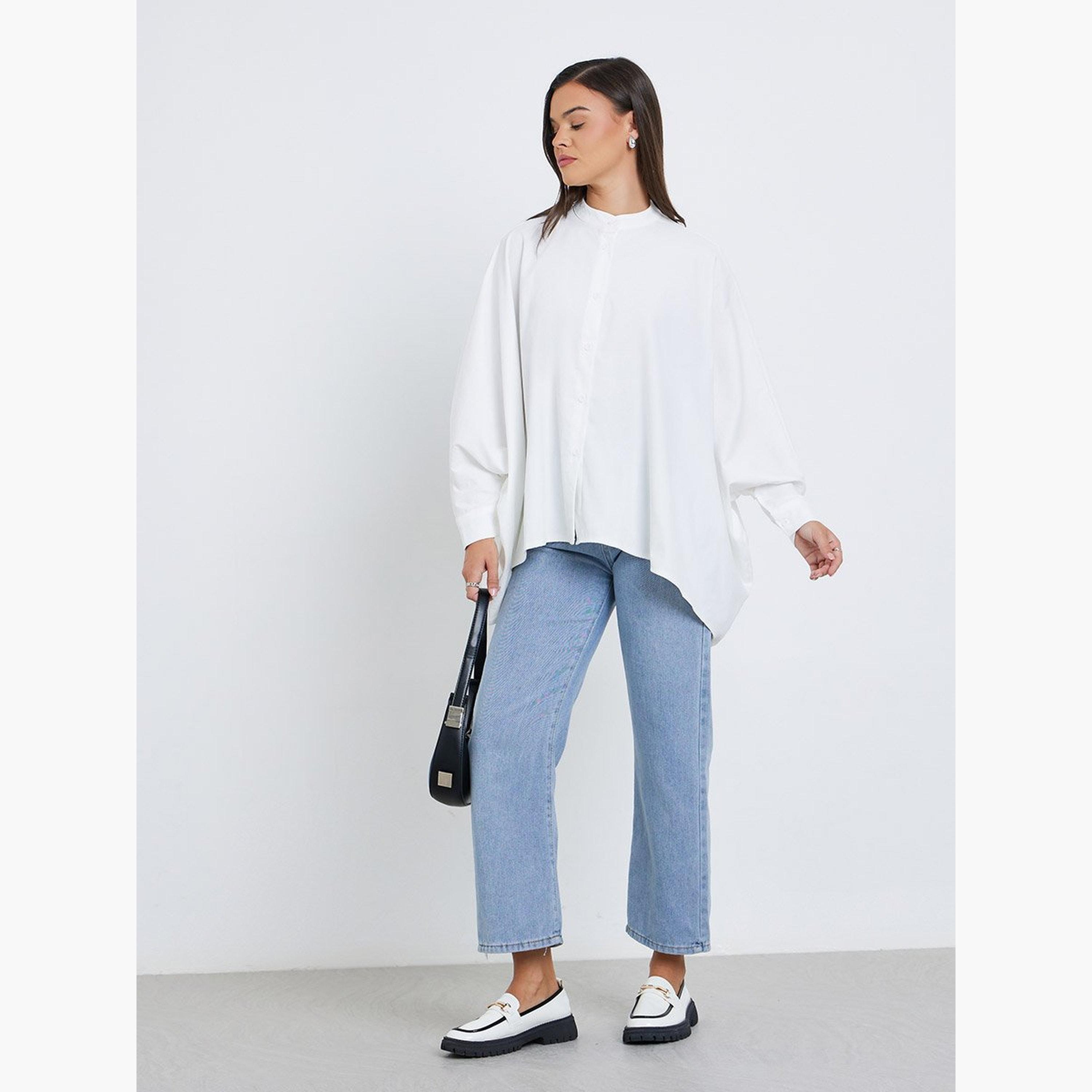 ستايلي - قميص بأكمام خفاش وياقة ماندرين-women-clothing-shirtsandblouses-shirts-image-2