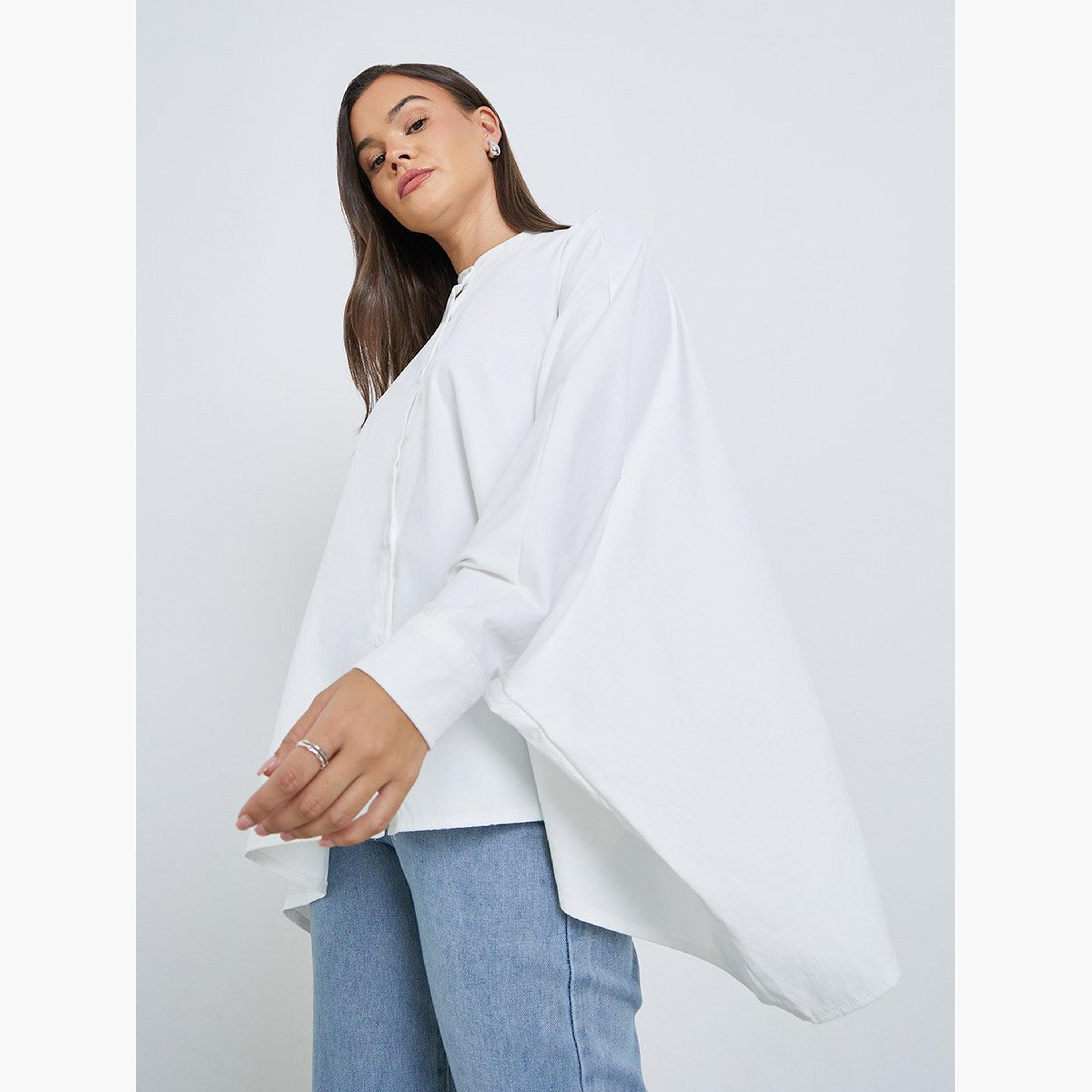 ستايلي - قميص بأكمام خفاش وياقة ماندرين-women-clothing-shirtsandblouses-shirts-image-3