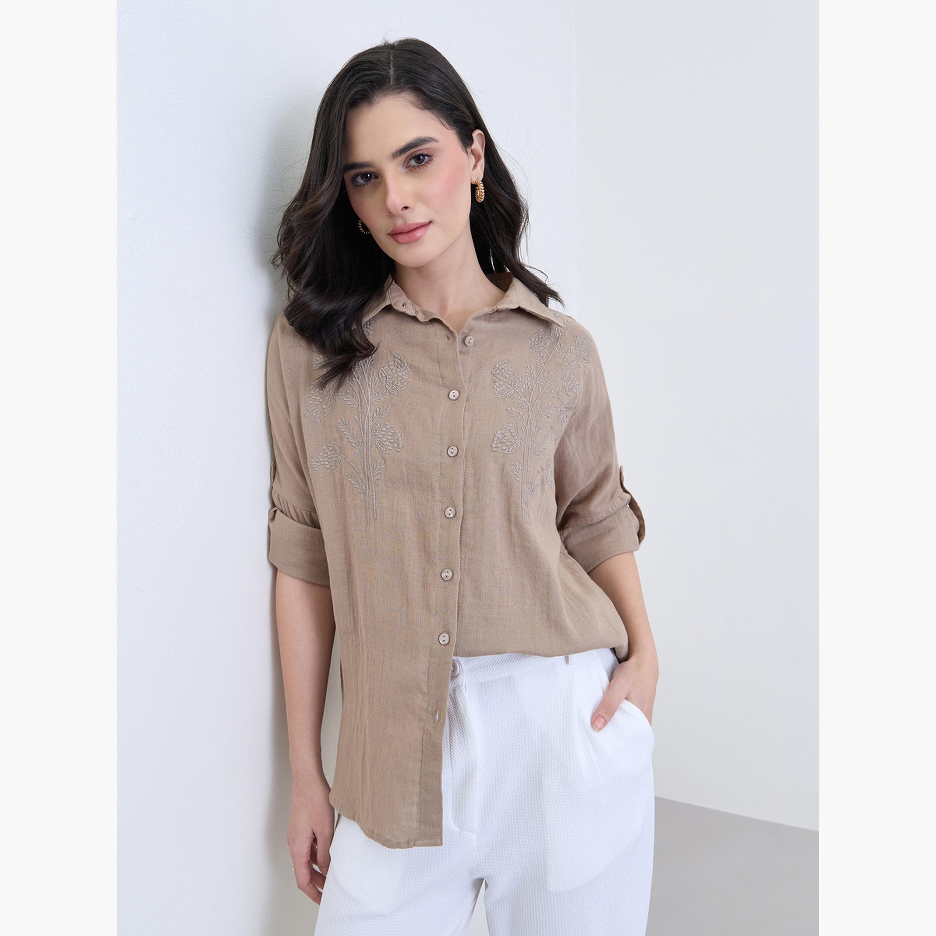 طقم من بلوزة تويد وتنورة-women-clothing-shirtsandblouses-shirts-image-3