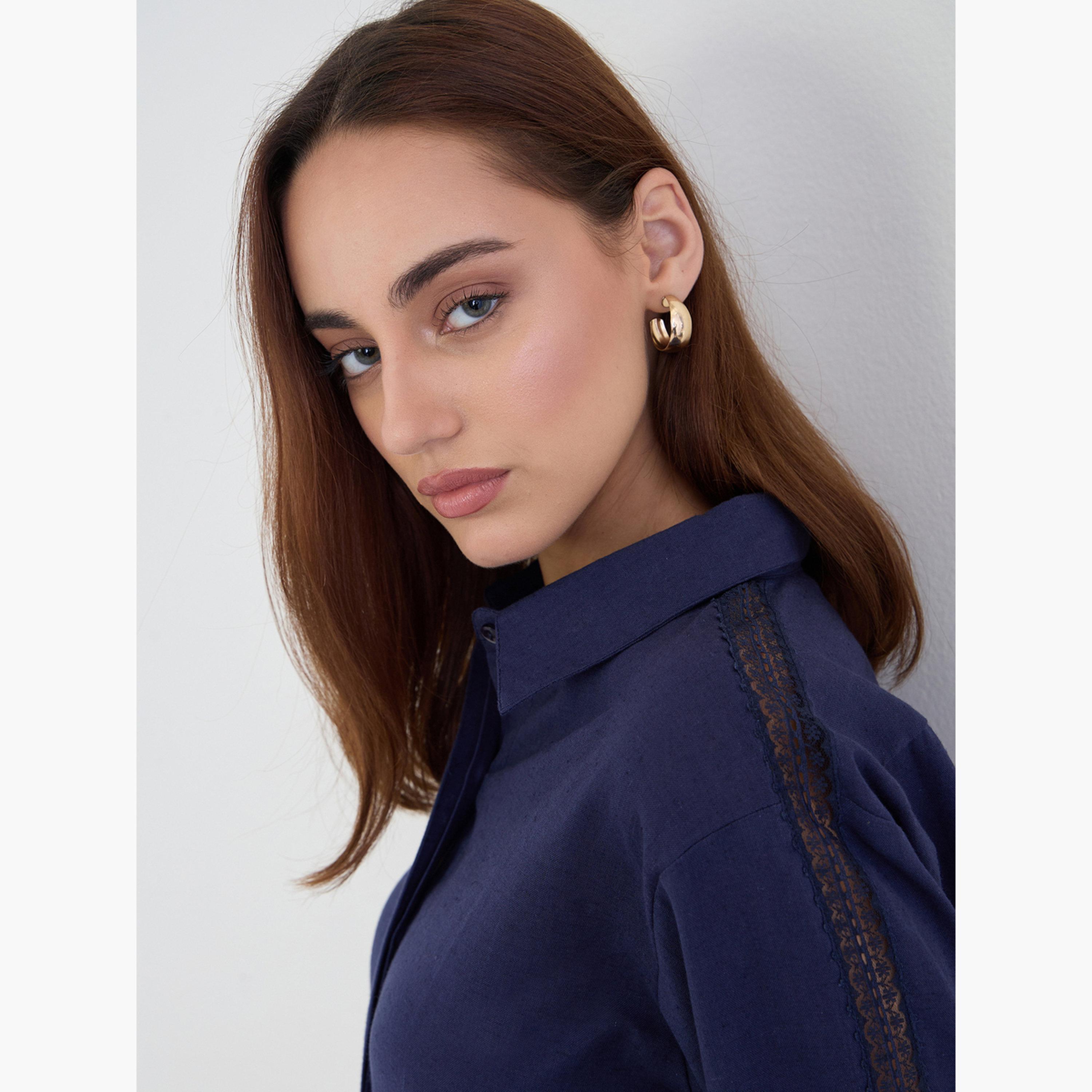 Styli Lace Cutwork Detail Cotton Linen Shirt-women-clothing-shirtsandblouses-shirts-image-6