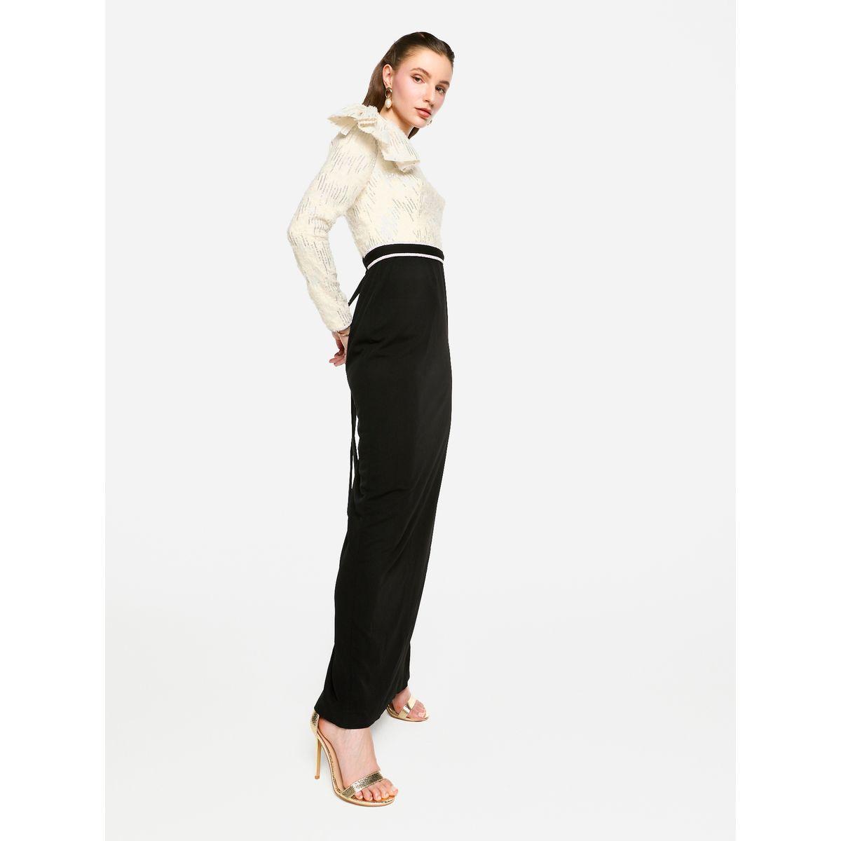 House of Moda Embellished One Shoulder Bow Detail Two Tone Maxi Dress-women-clothing-dresses-image-3