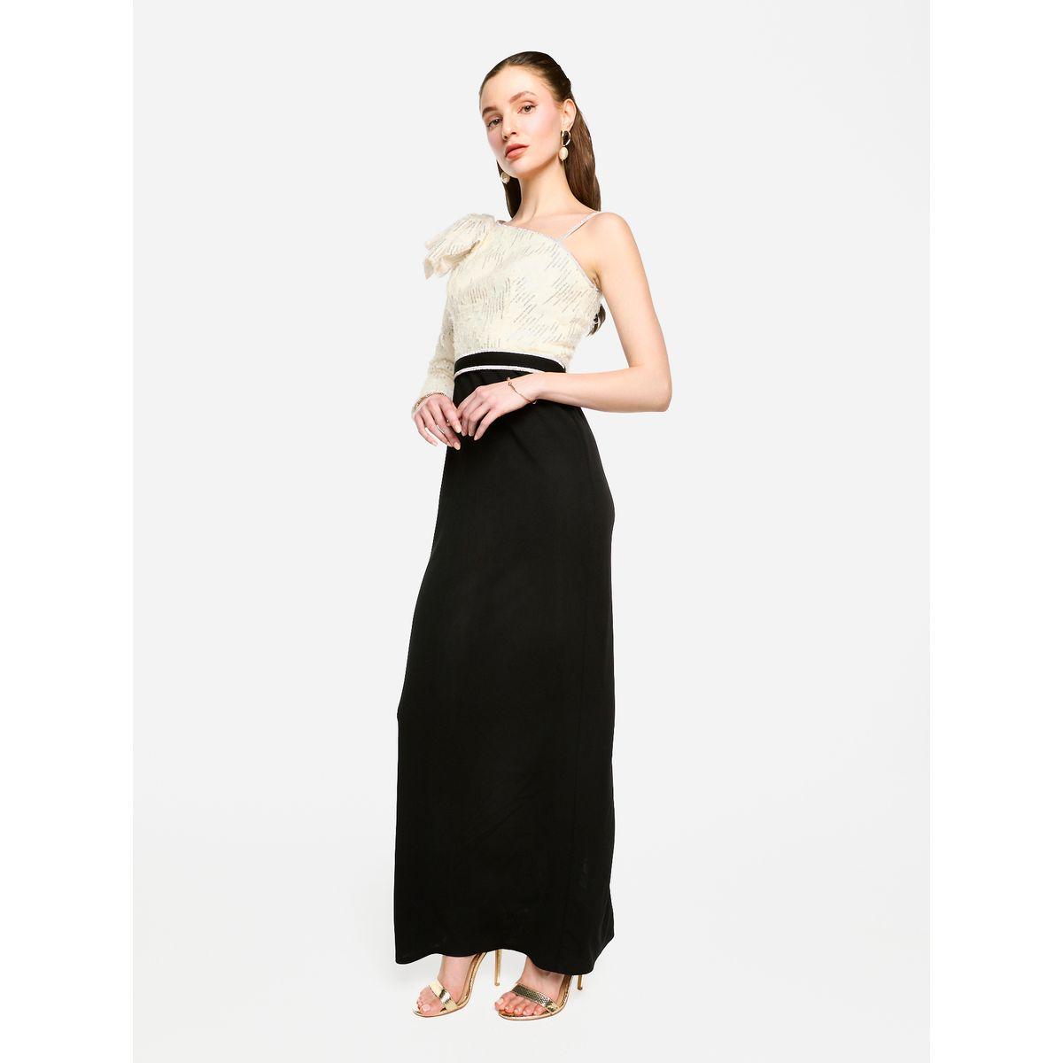 House of Moda Embellished One Shoulder Bow Detail Two Tone Maxi Dress-women-clothing-dresses-image-5