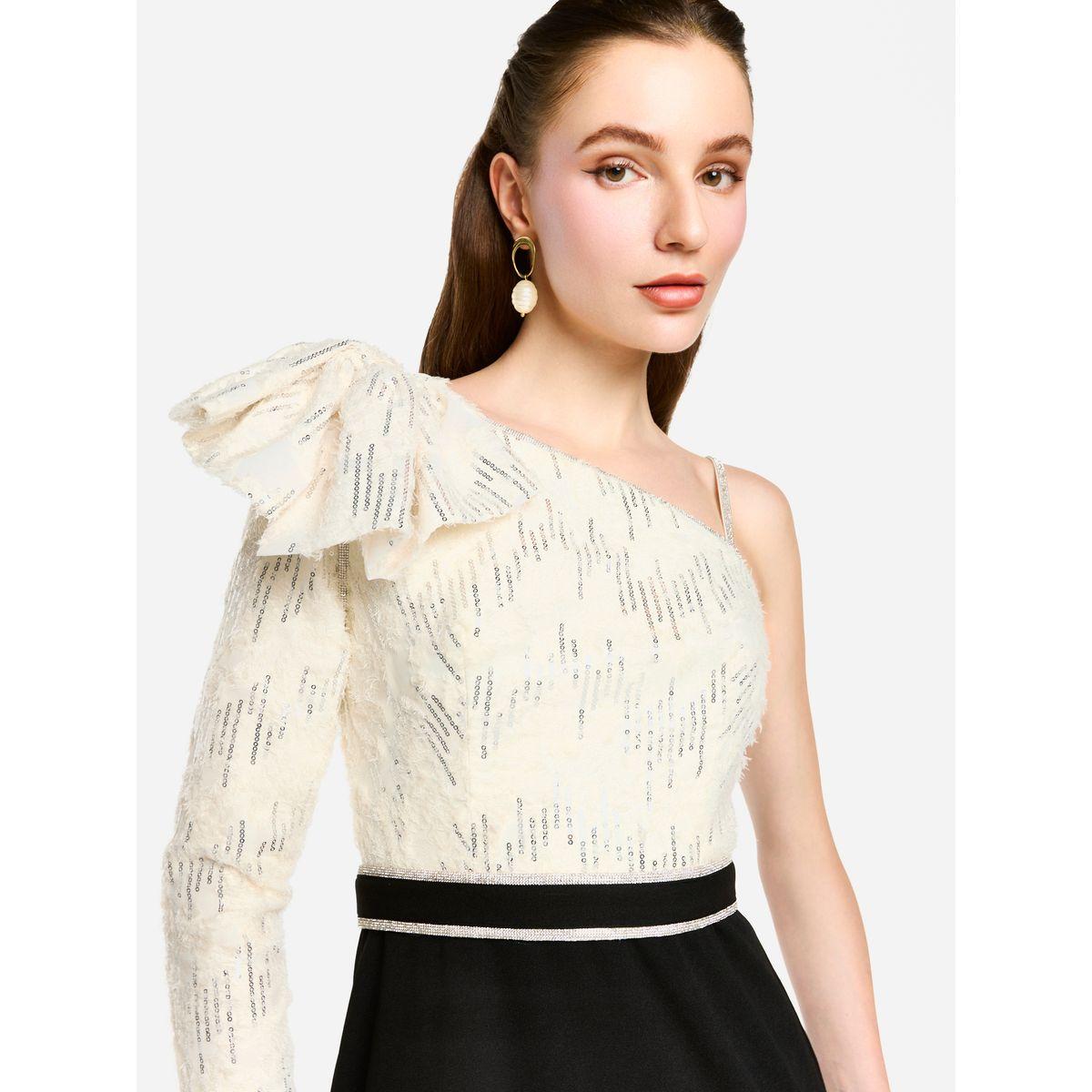 House of Moda Embellished One Shoulder Bow Detail Two Tone Maxi Dress-women-clothing-dresses-image-6