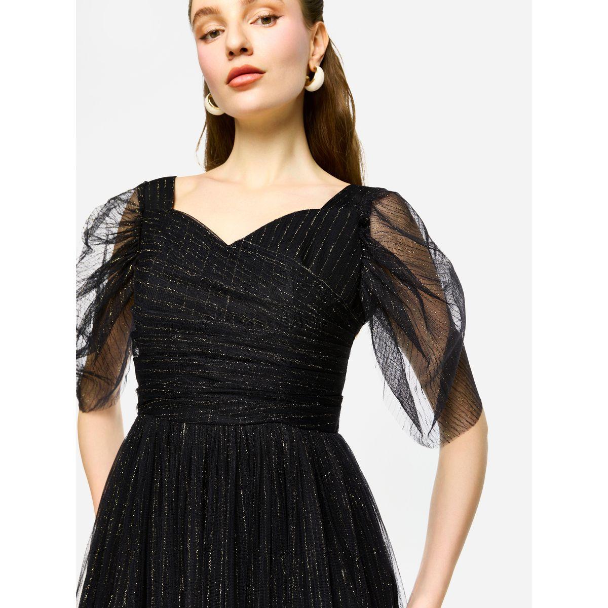 House of Moda Puff Sleeves Pleated Tulle Maxi Dress-women-clothing-dresses-image-5
