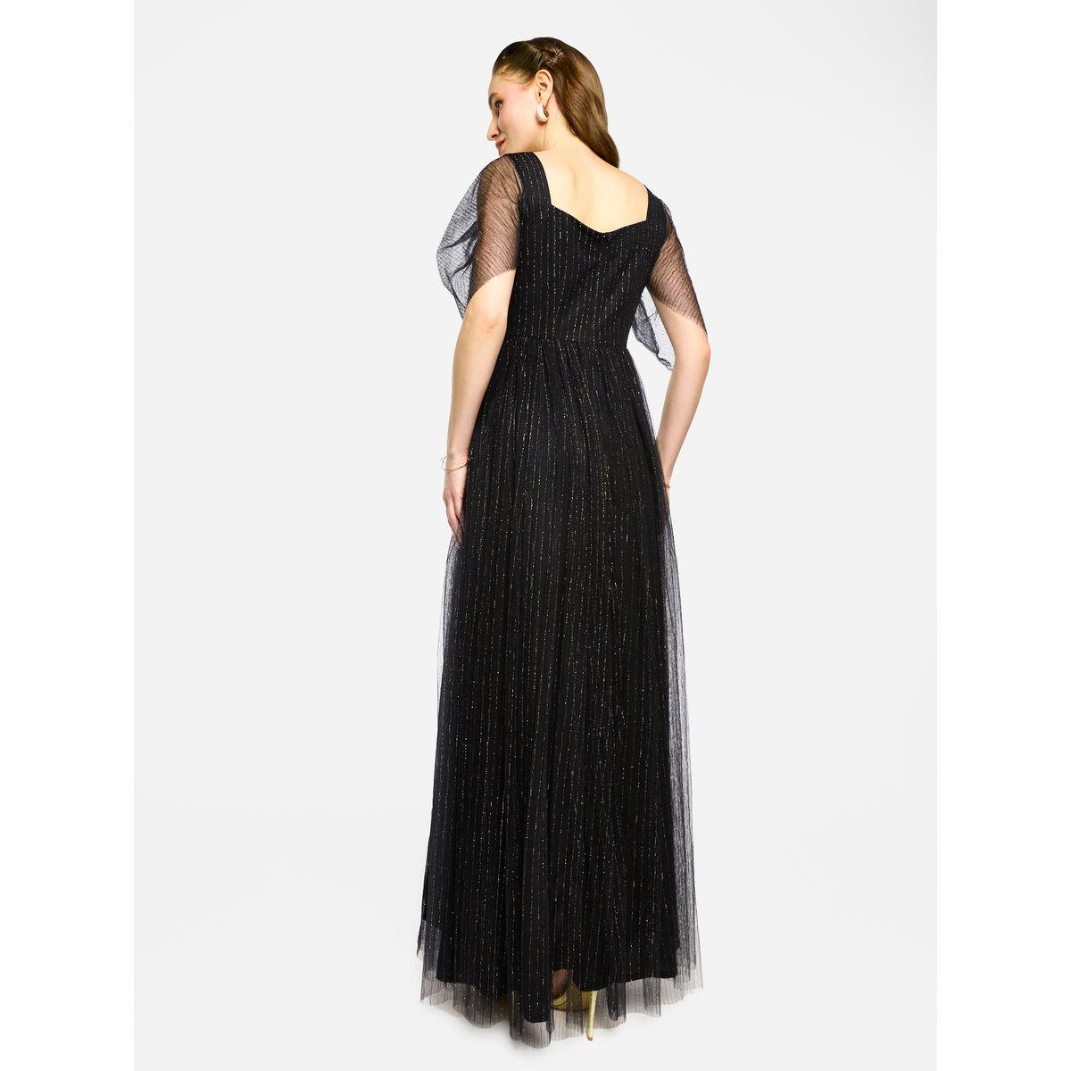 فستان طويل بأكمام منفوخة وتفاصيل كسرات-women-clothing-dresses-image-8