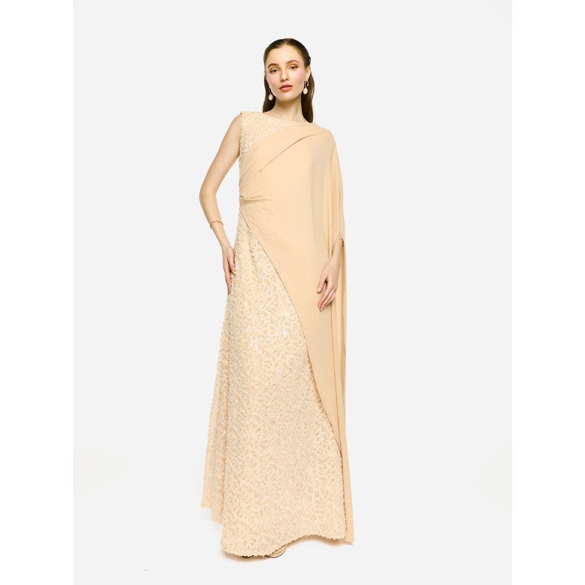 House of Moda Sequin Embroidered One Cape Sleeve Maxi Dress-women-clothing-dresses-image-1
