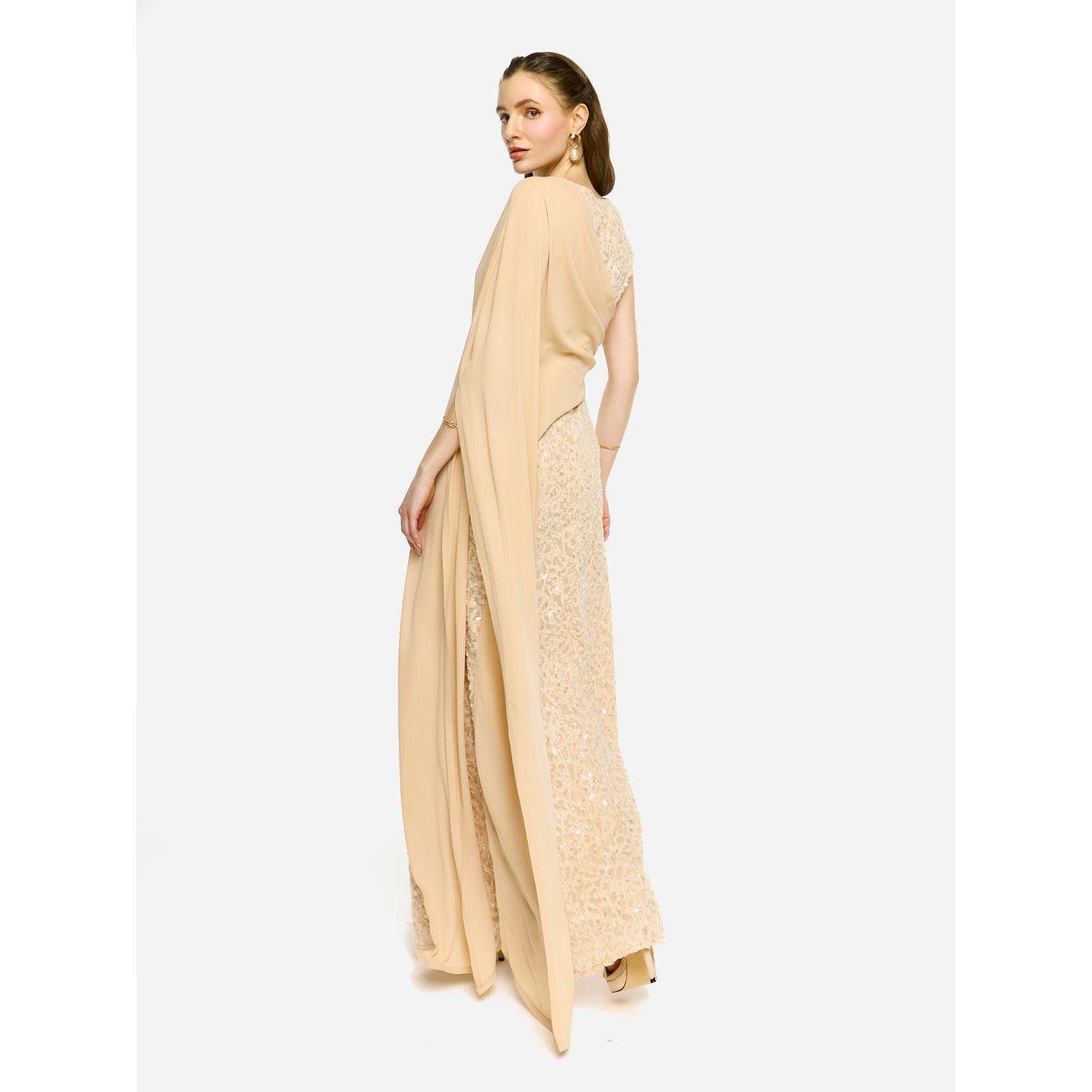 House of Moda Sequin Embroidered One Cape Sleeve Maxi Dress-women-clothing-dresses-image-3