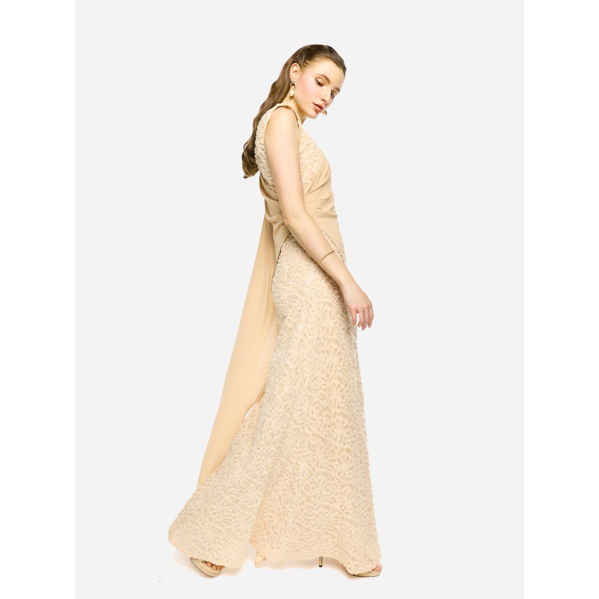House of Moda Sequin Embroidered One Cape Sleeve Maxi Dress-women-clothing-dresses-image-5