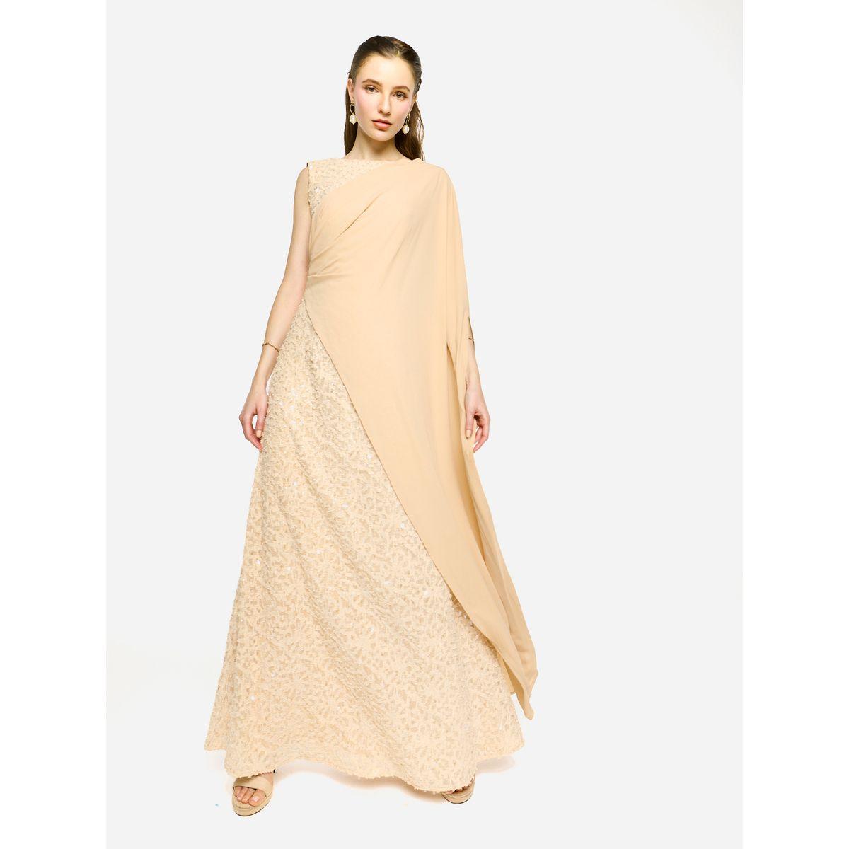 House of Moda Sequin Embroidered One Cape Sleeve Maxi Dress-women-clothing-dresses-image-7